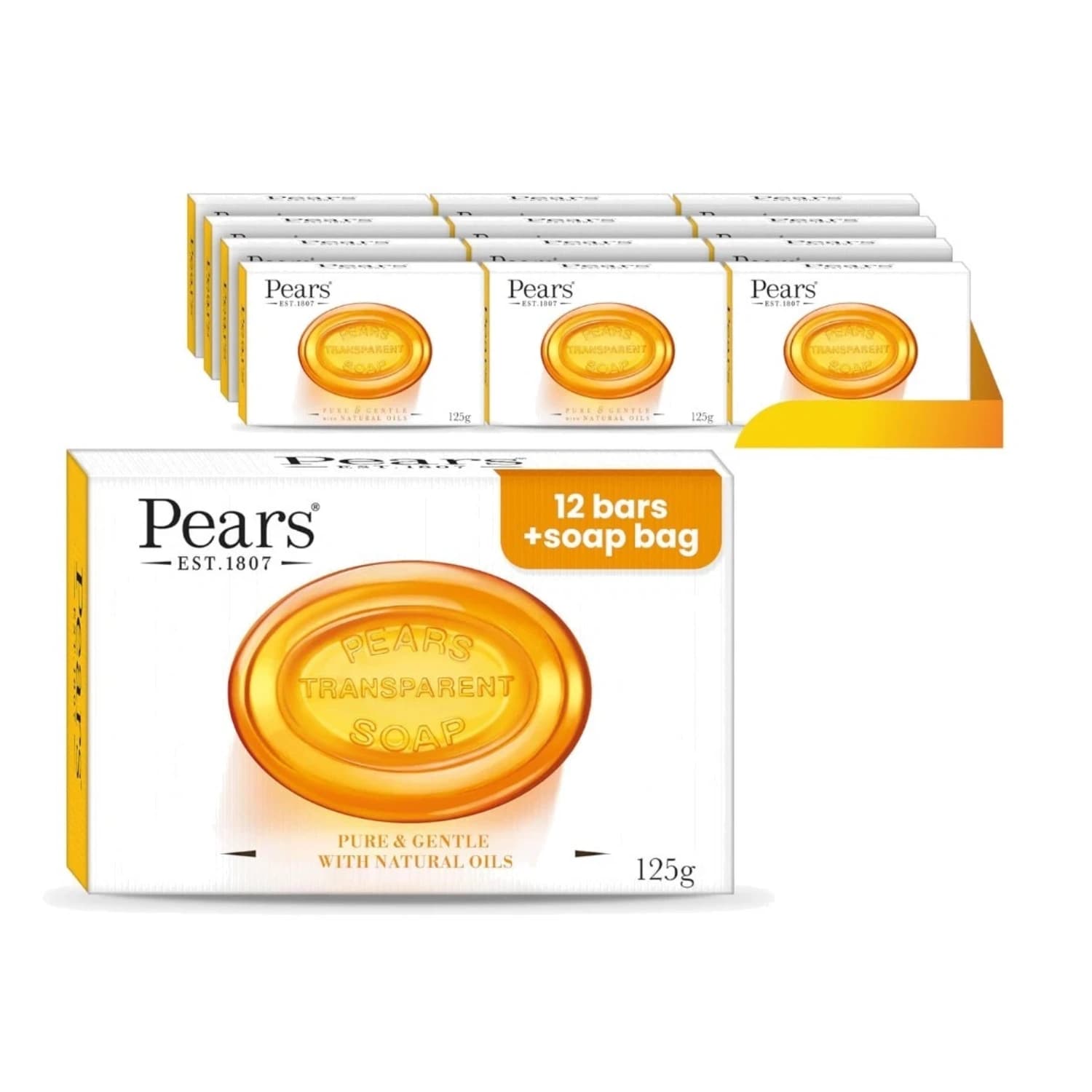 Pears Transparent Amber Bar Soap 125g - Pack 12