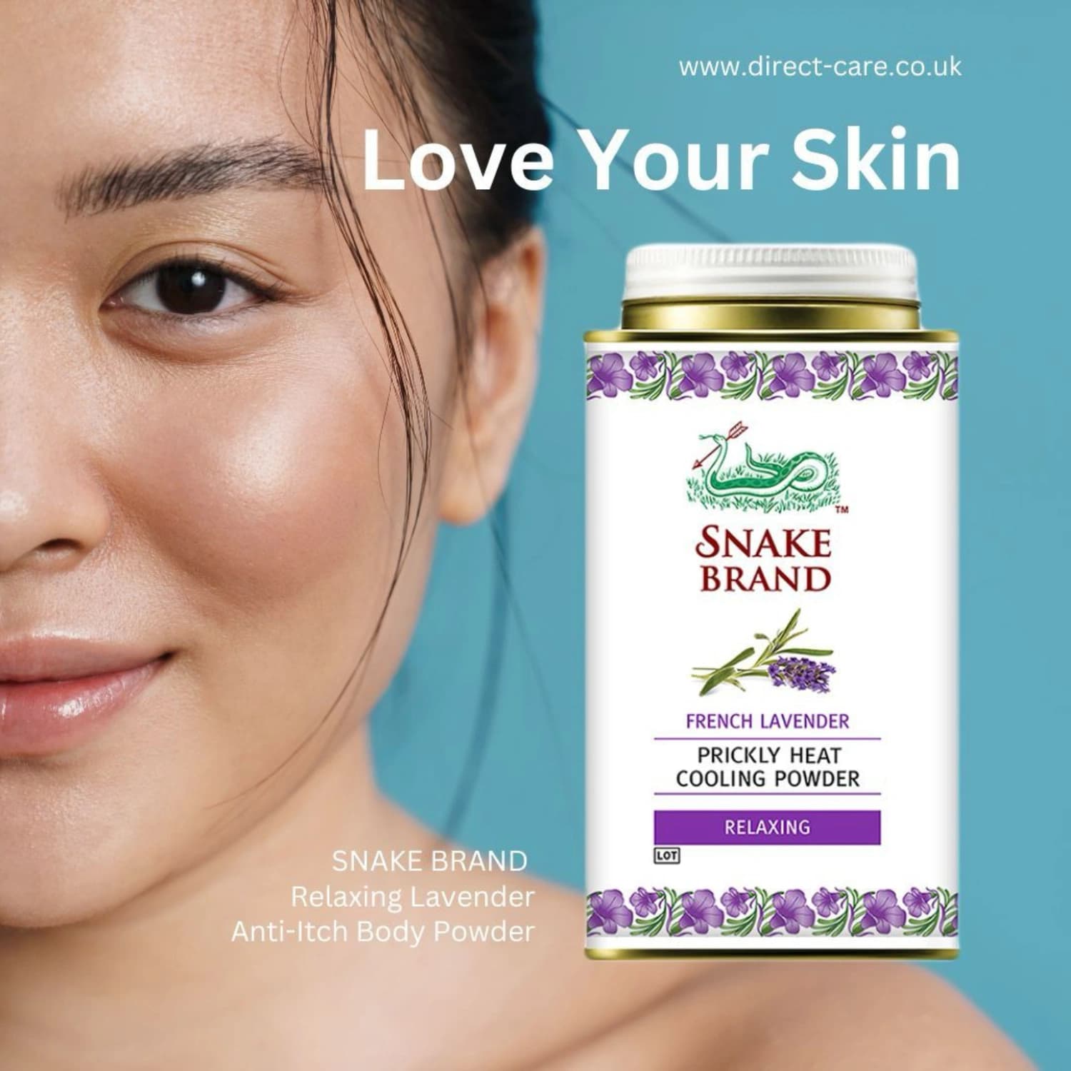 Snake Brand Prickly Heat Cooling Powder Relaxing Lavender 140g