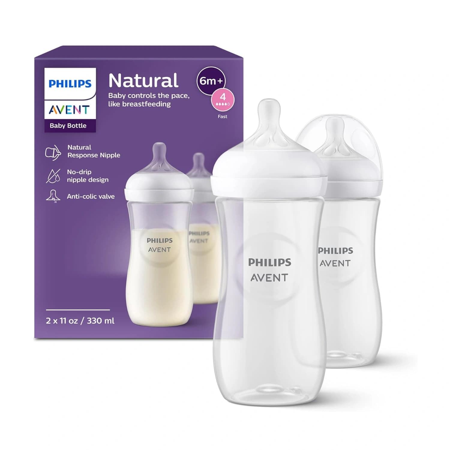 Philips AVENT Natural Baby Bottle 330ml 2 Pack