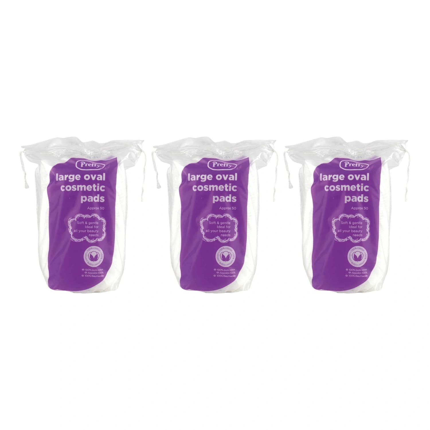 Pretty 50 large oval cotton cosmetic pads