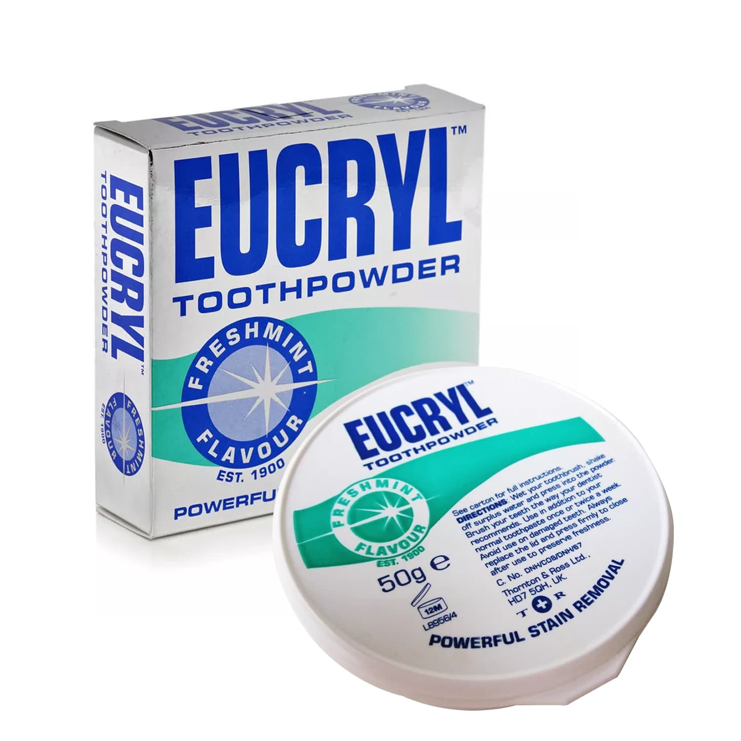 Eucryl Tooth Powder Freshmint Flavour Powerful Stain Removal 50g