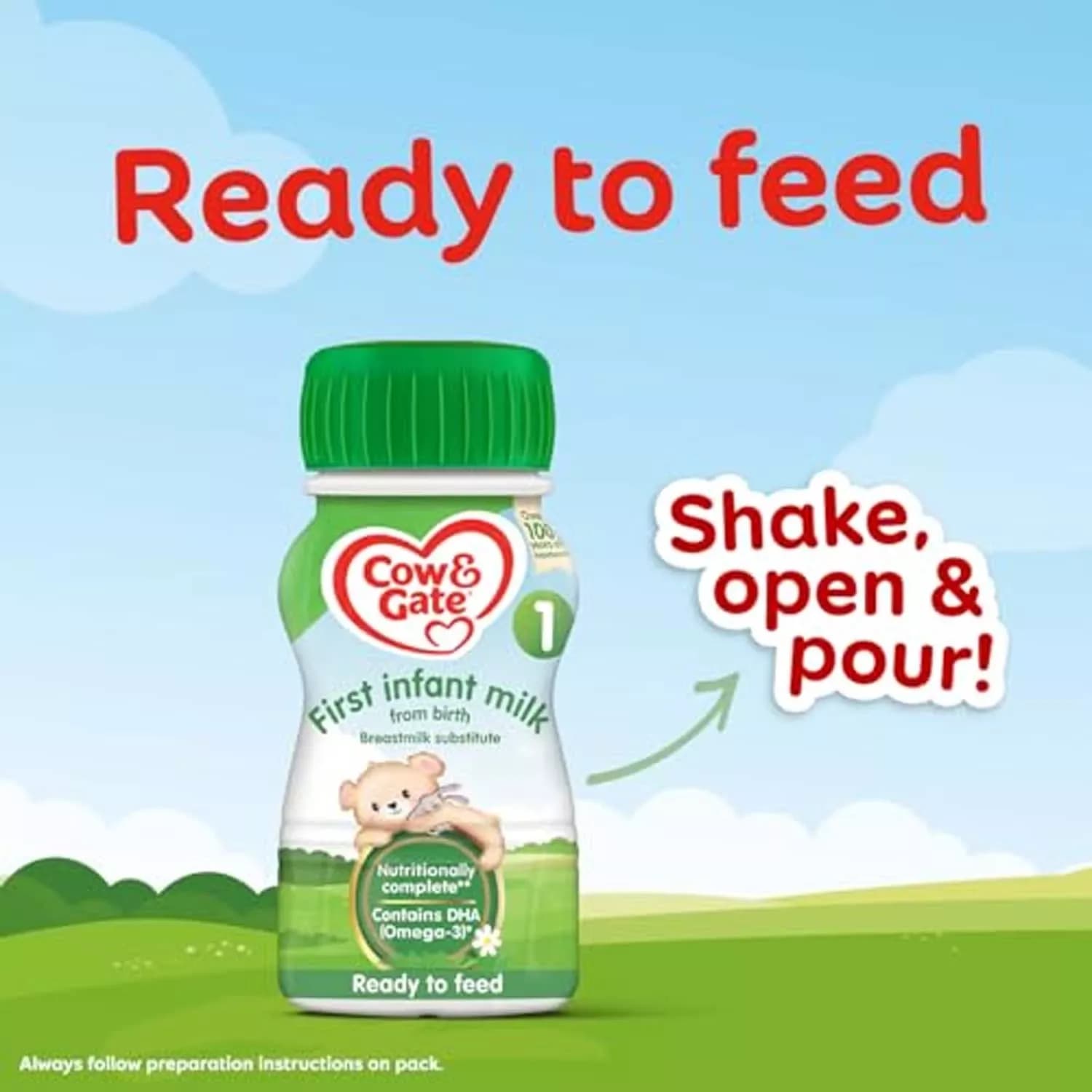 Cow and Gate 1 Ready to Use First Infant Milk 200ml, (Pack of 12)
