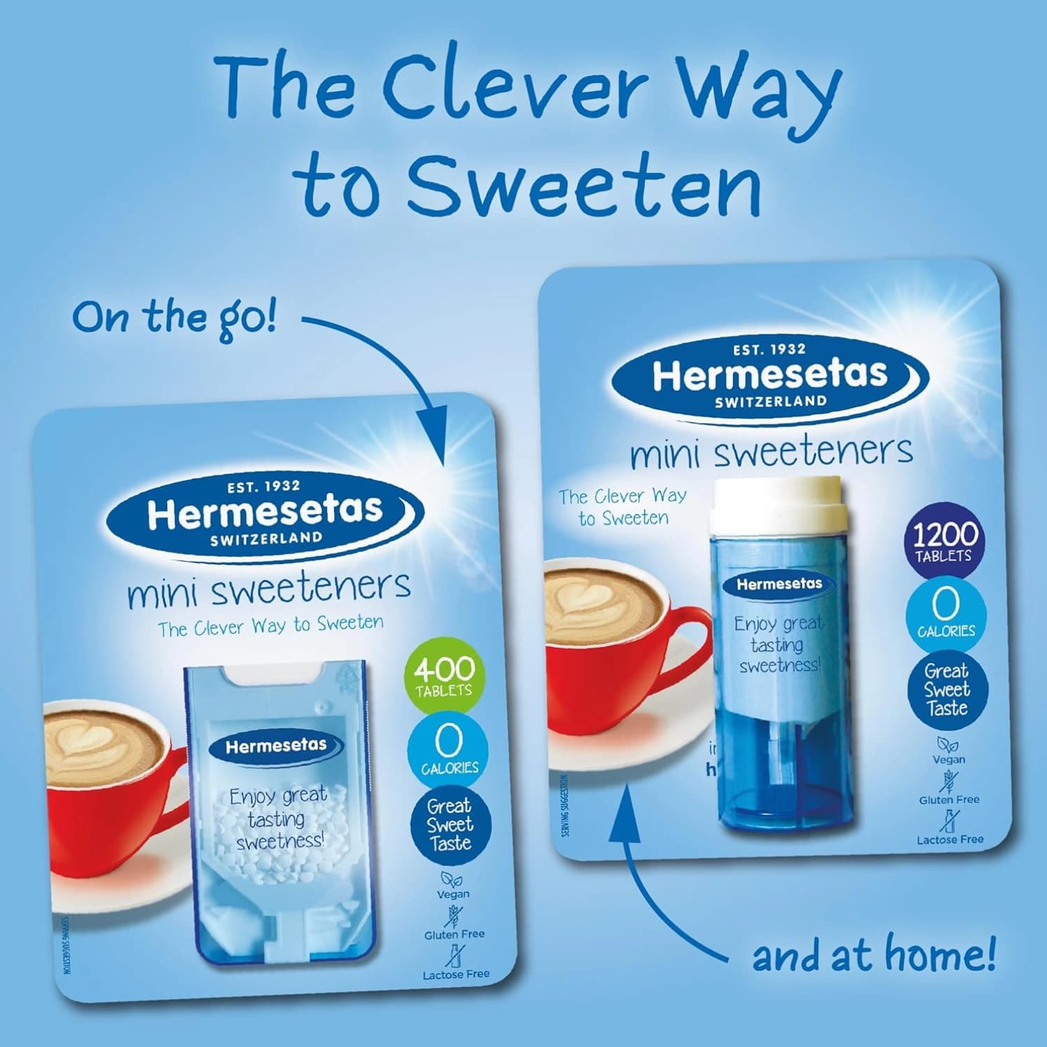 Hermesetas Mini Sweeteners 1200 Tablets - PACK OF 3