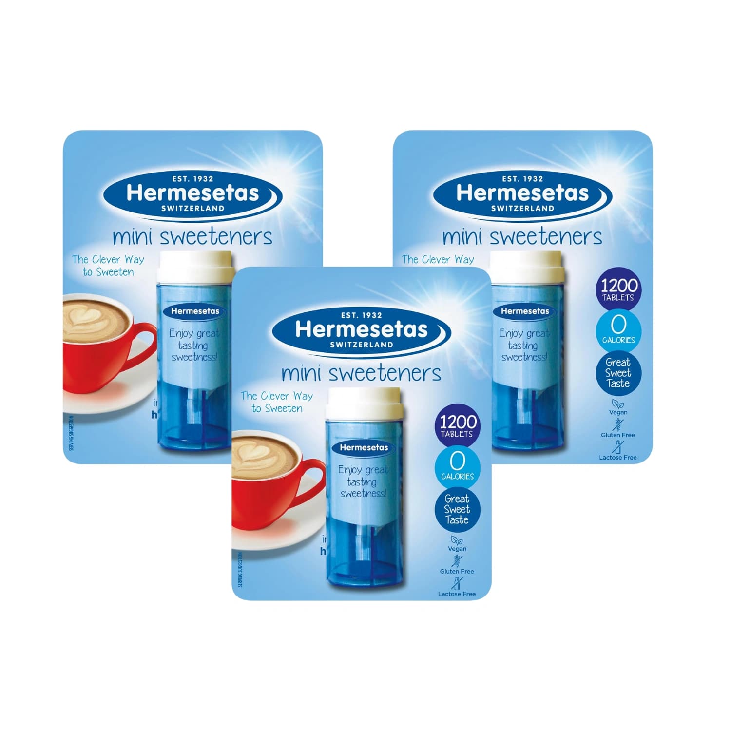 Hermesetas Mini Sweeteners 1200 Tablets - PACK OF 3