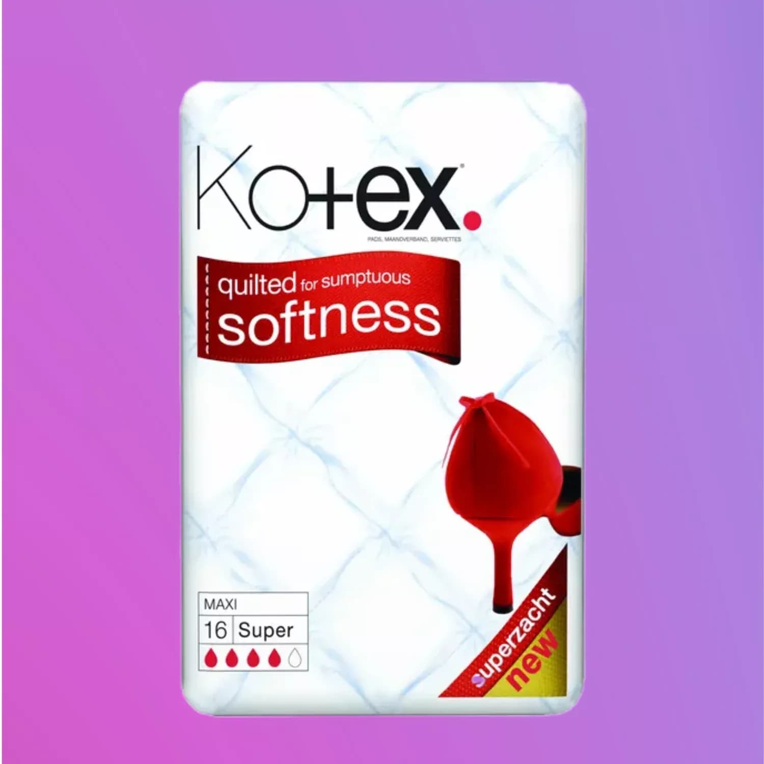 Kotex Maxi Super Pads 16 Count Pack 12
