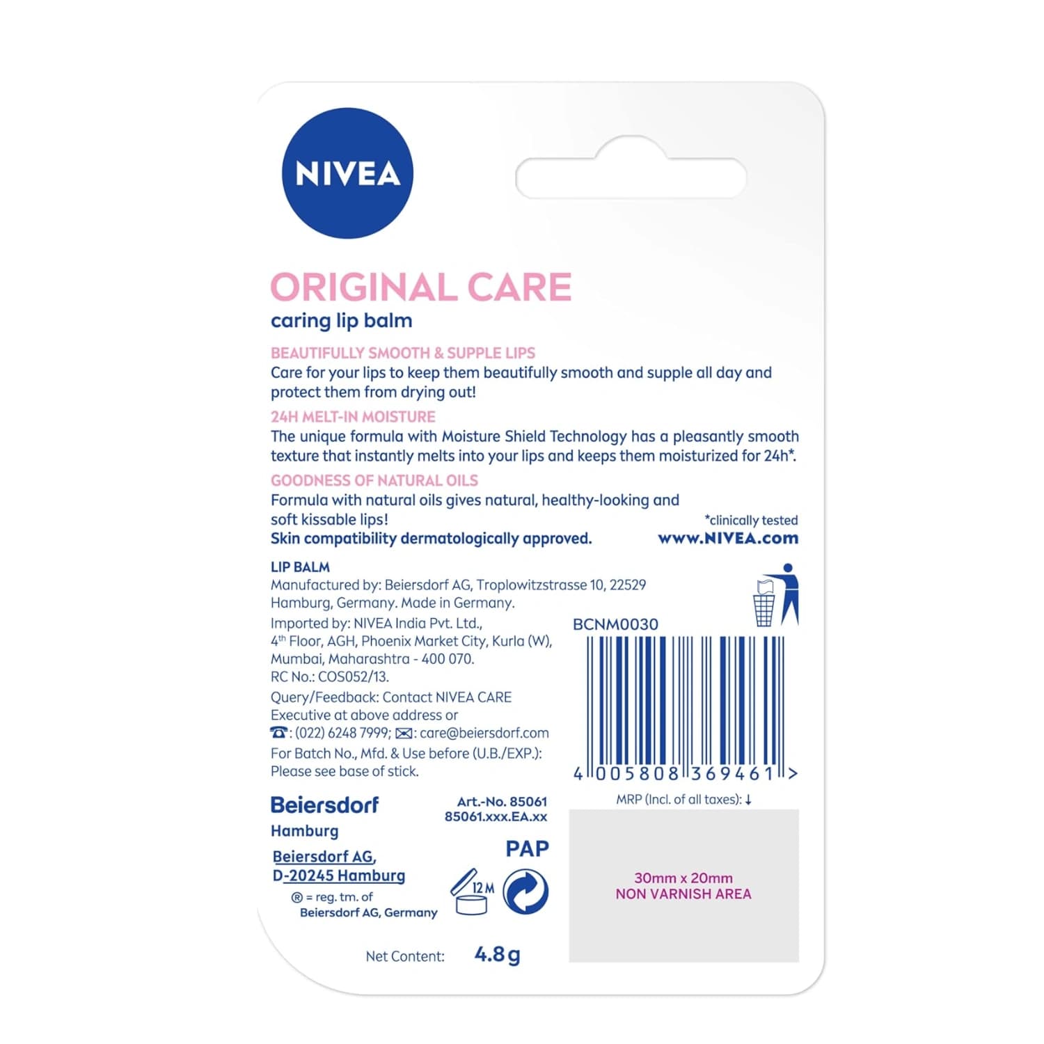 NIVEA Original Care Lip Balm 4.8g
