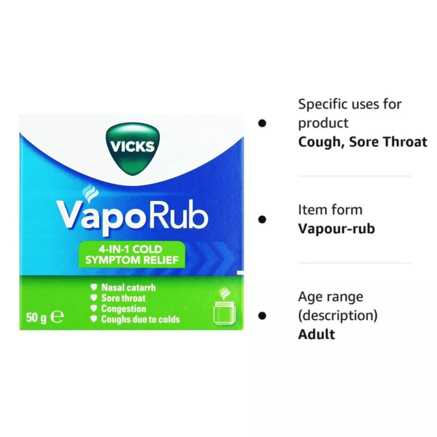 Vicks VapoRub Cold Remedy for Cough 50g