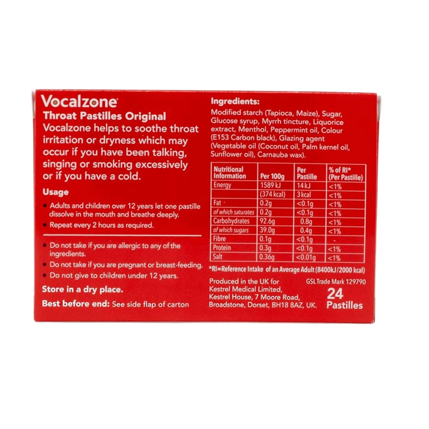 Vocalzone 24 Throat Lozenges Vocal Care (Pack of 12)