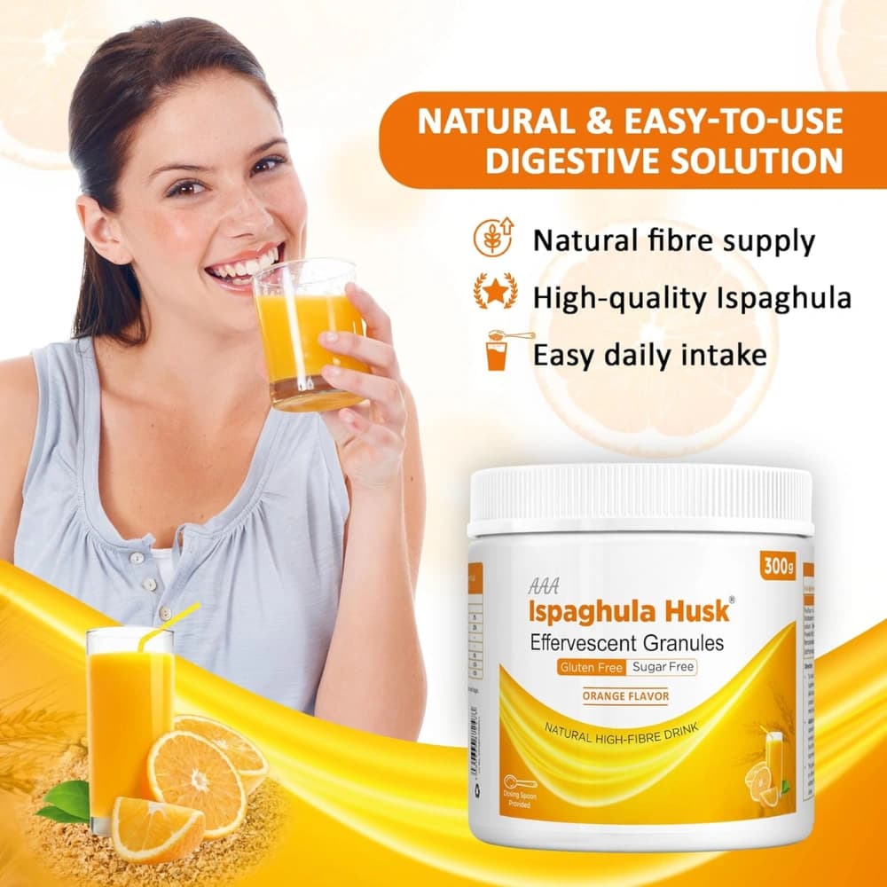 AAA Ispaghula Psyllium Husk Powder Orange Flavor 300 gm