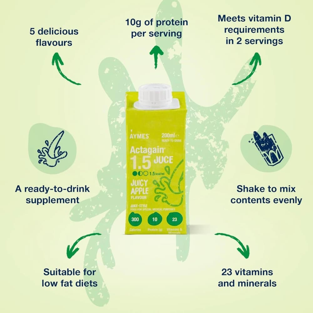 Aymes Actagain 1.5 Juce Juicy Apple 200ml - Pack of 6