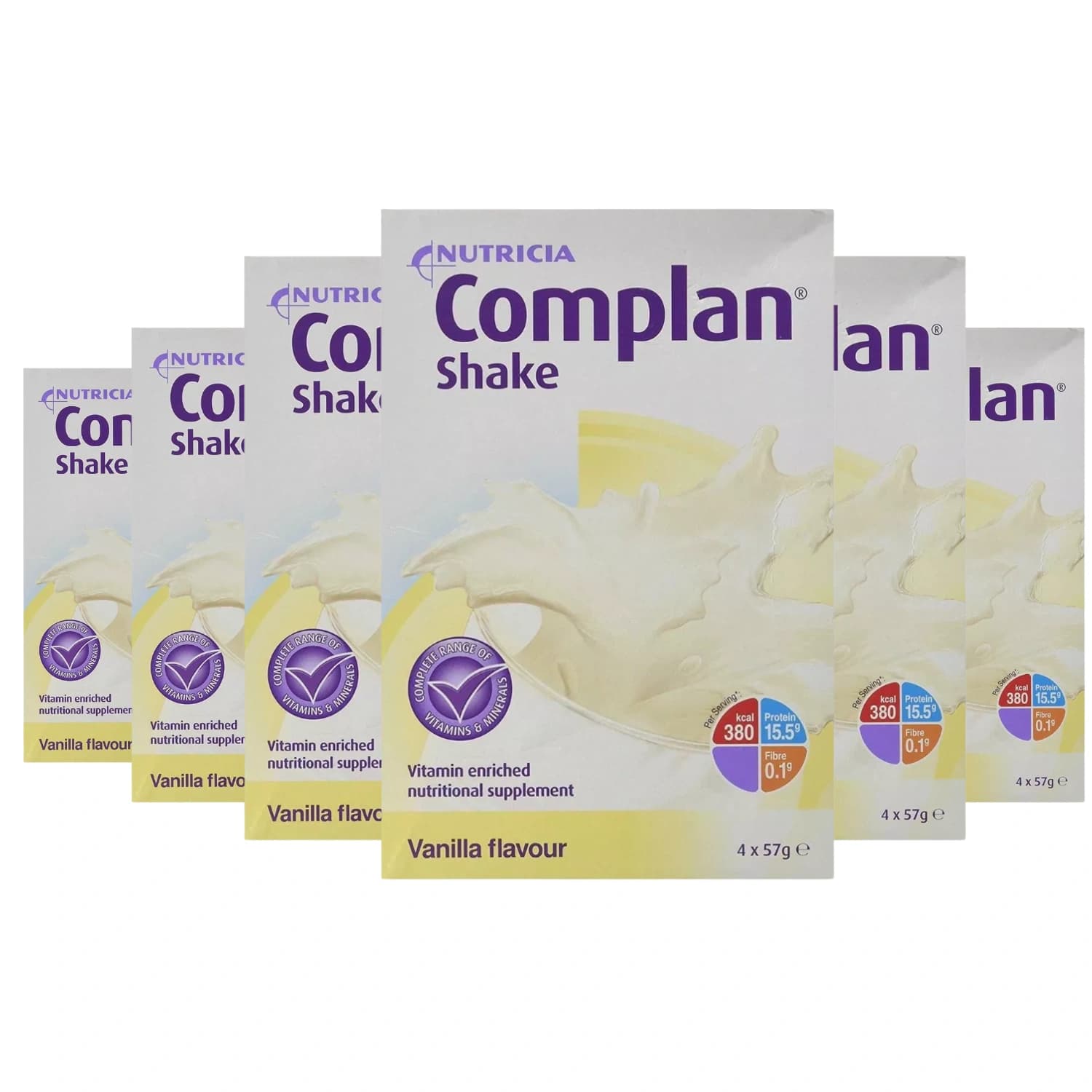 6x Complan Shake Vanilla Flavour 4 x 57g