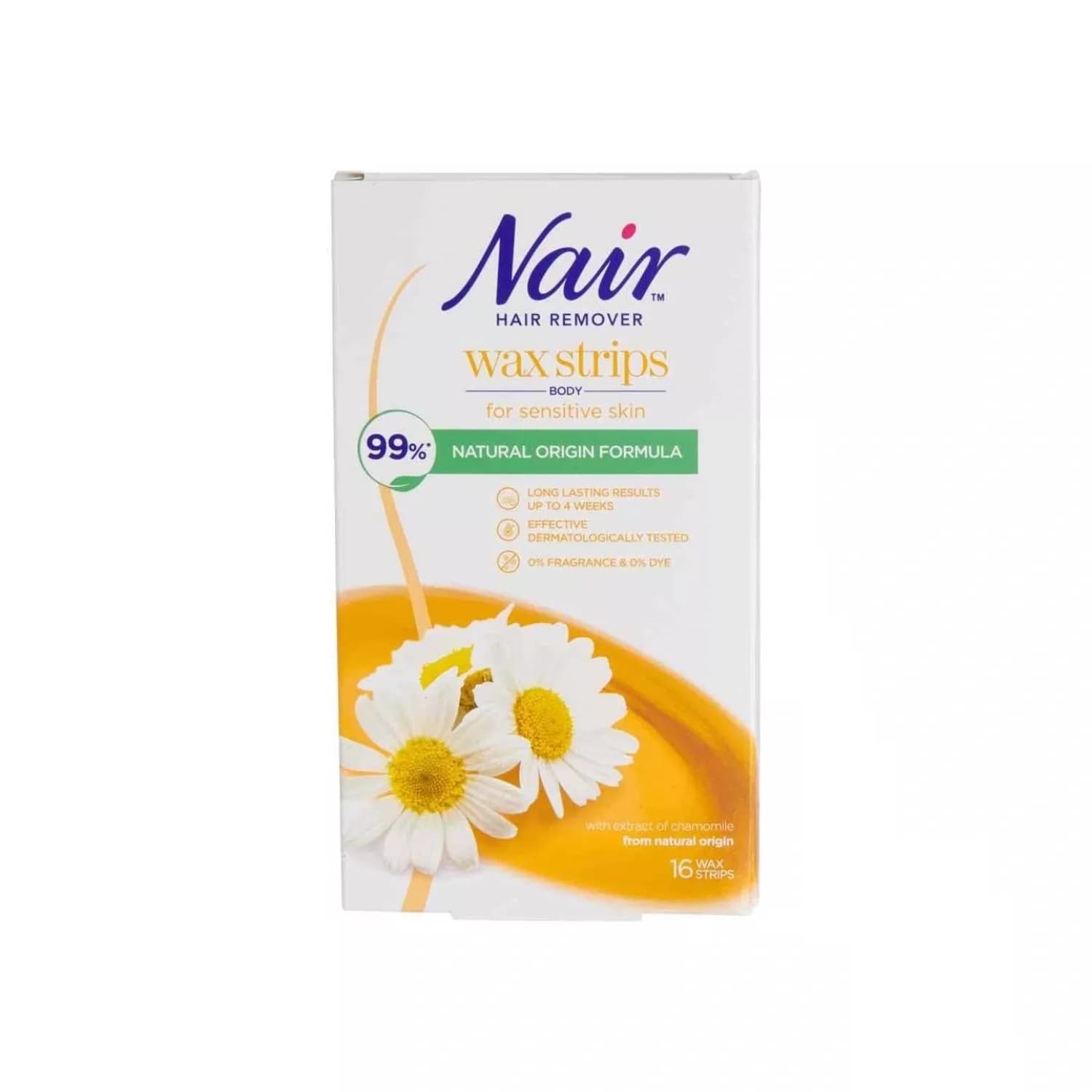 Nair Body Wax Strips with Camomile Extract 16 Strips - Pack of 3