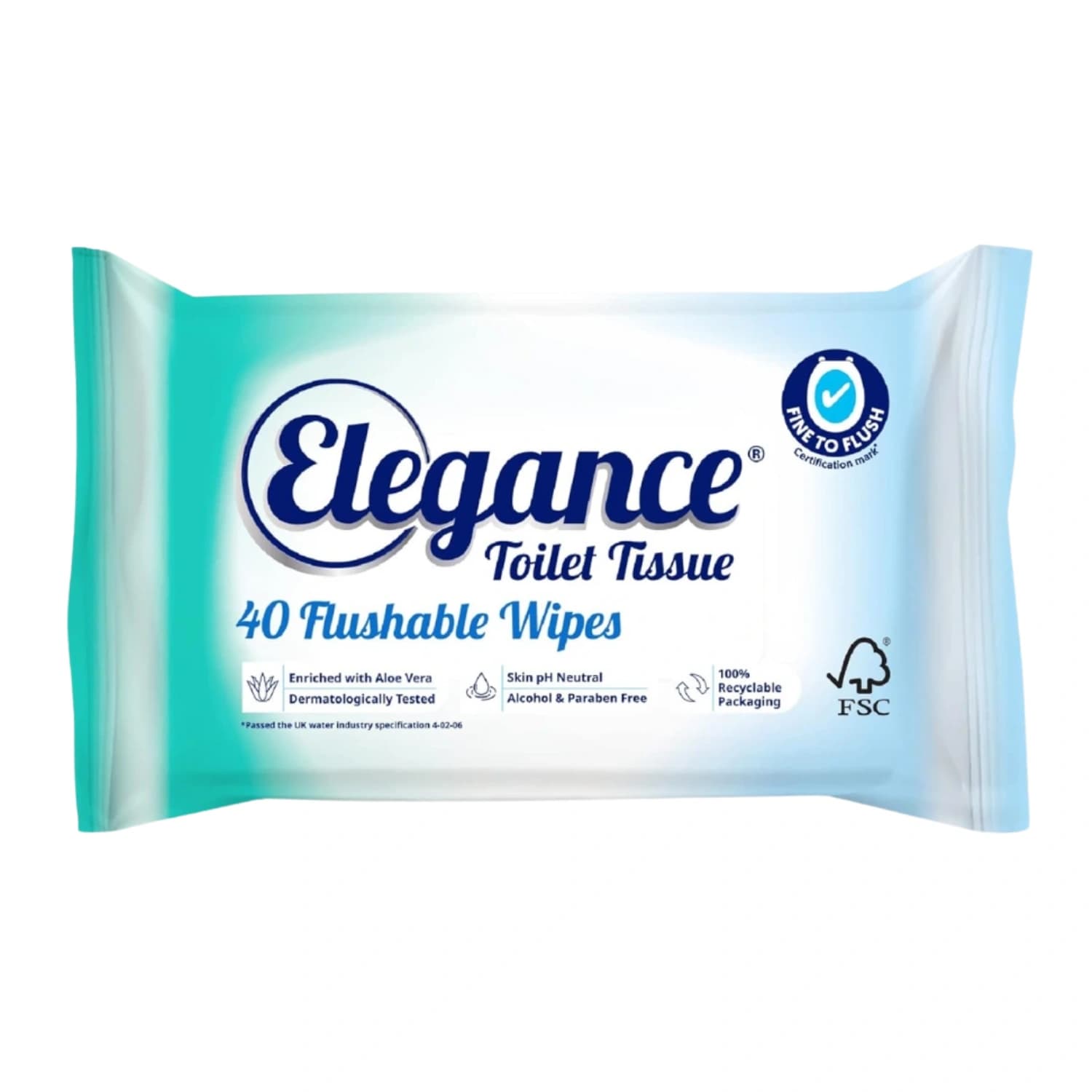 Elegance Toilet Tissue Flushable Wet Wipes 40 Count - Pack of 16