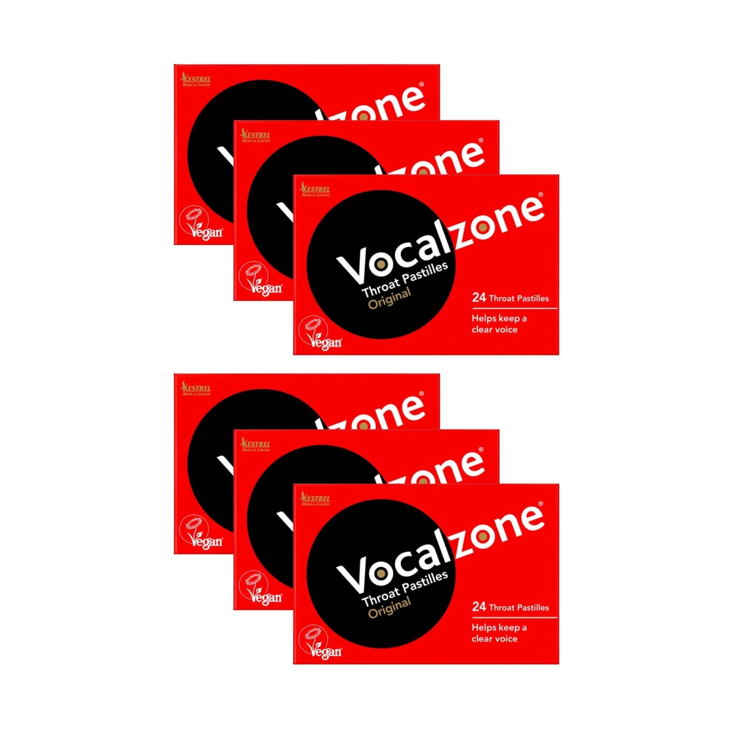 Vocalzone Original - 24 Throat Pastilles - Pack of 6
