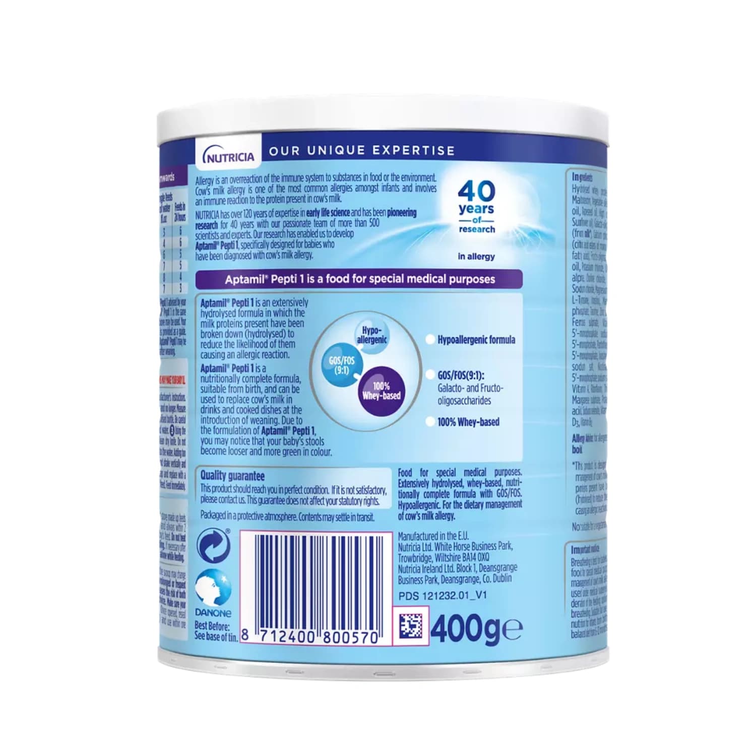 Aptamil Pepti 1 Baby Milk Formula From Birth 400g