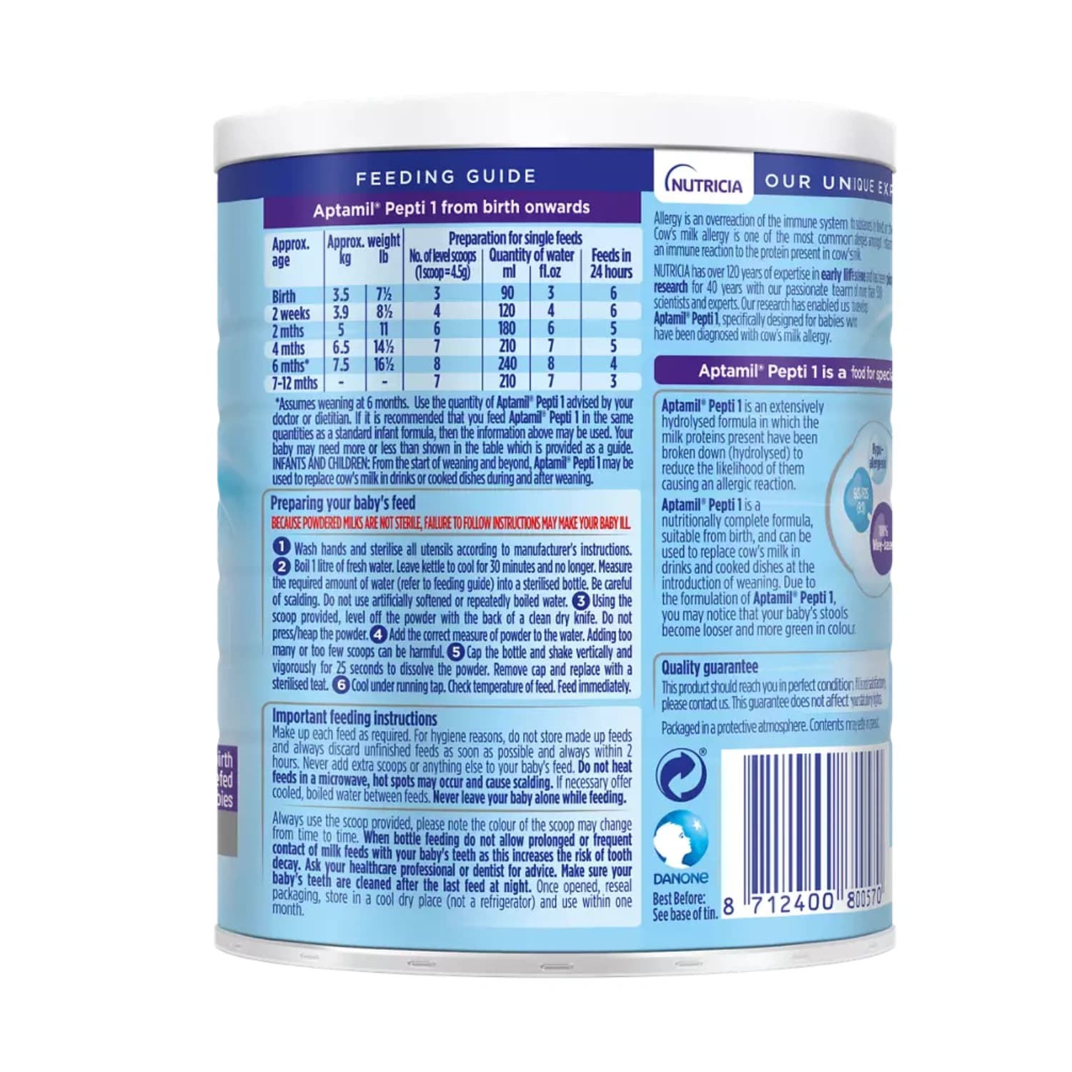 Aptamil Pepti 1 Baby Milk Formula From Birth 400g