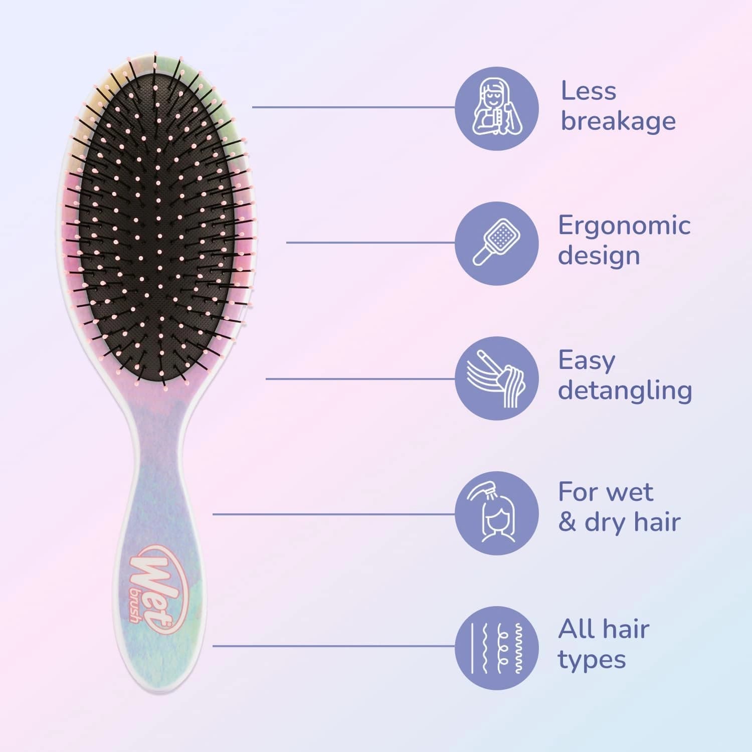 Wet Brush Original Detangler Brush - Colour Wash, Stripes - All Hair Types