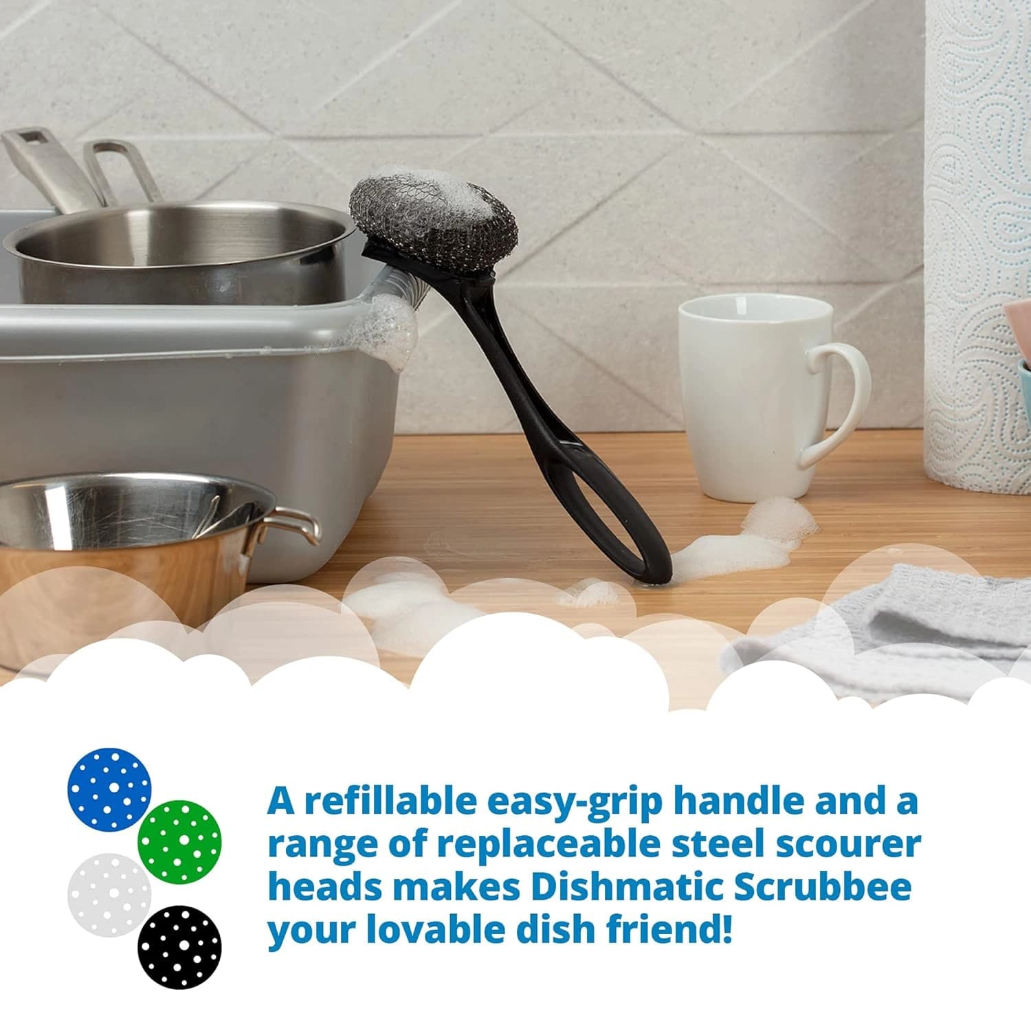 Dishmatic Scrubbee Head Refills for Cleaning - 2pk