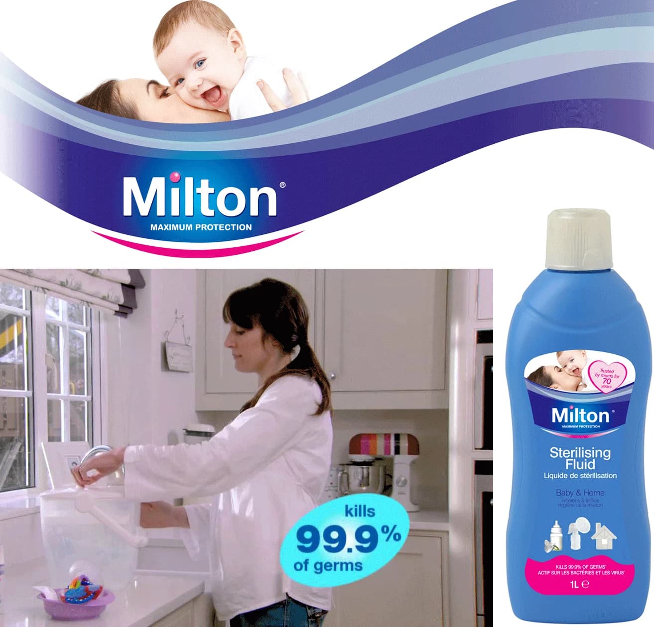 Milton Maximum Protection Sterilising Fluid 1L