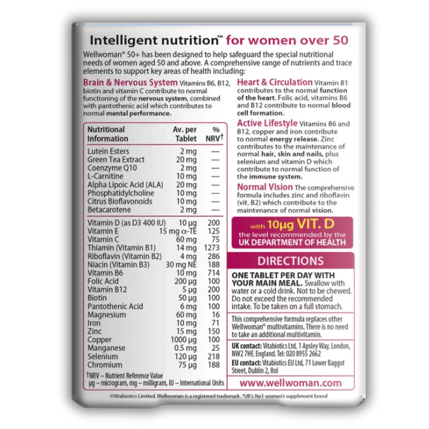 Vitabiotics Wellwoman 50+ 30 Tablets