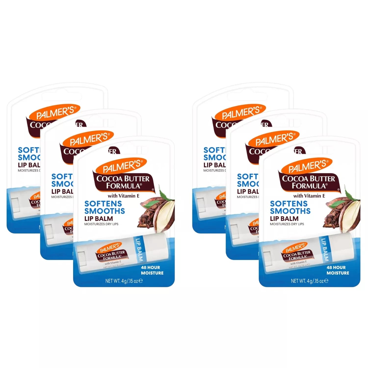 6x Palmers Cocoa Butter Formula Moisturizing Lip Balm SPF 15, 4g