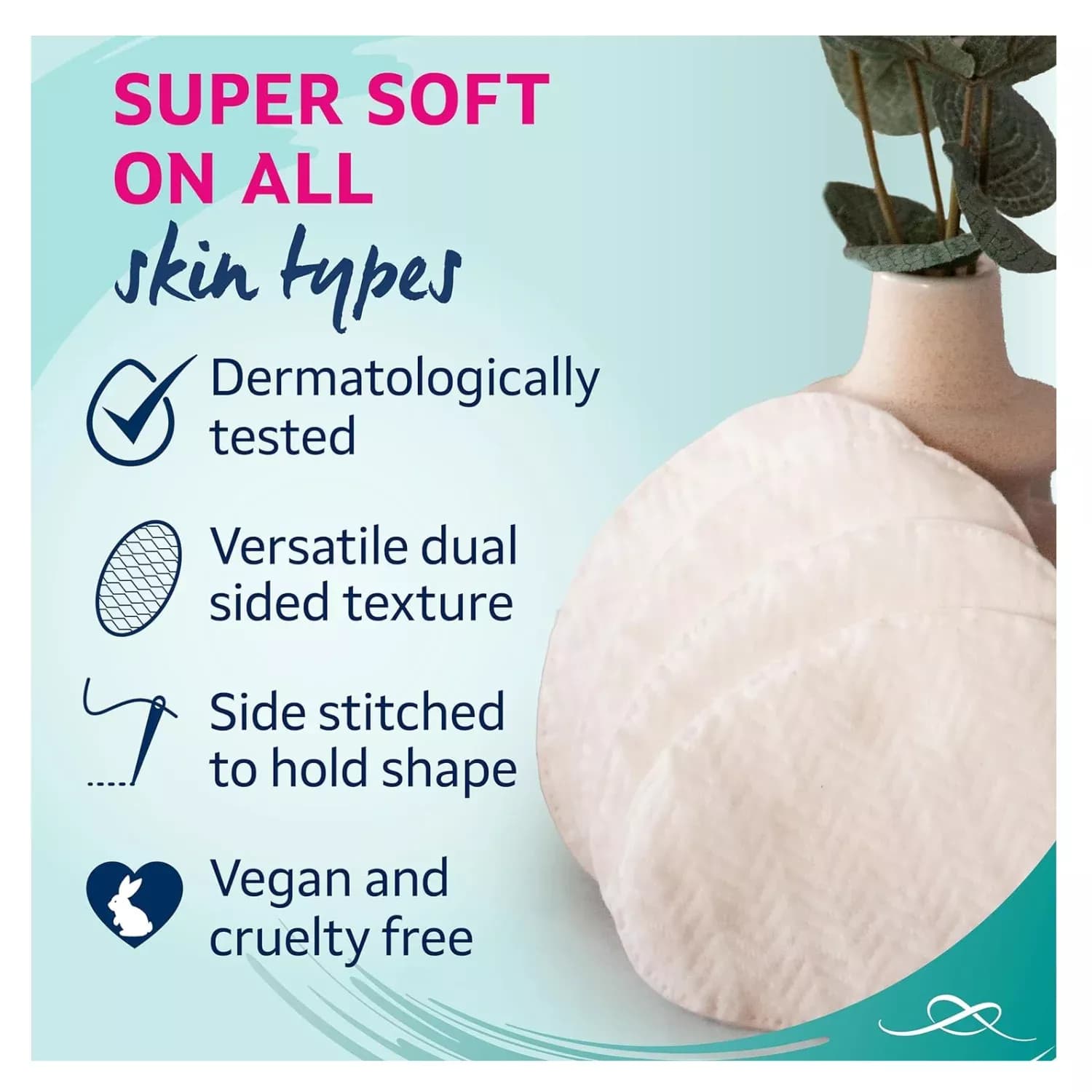 Alvita Large Cotton Pads 100% Pure Cotton 50 Pads