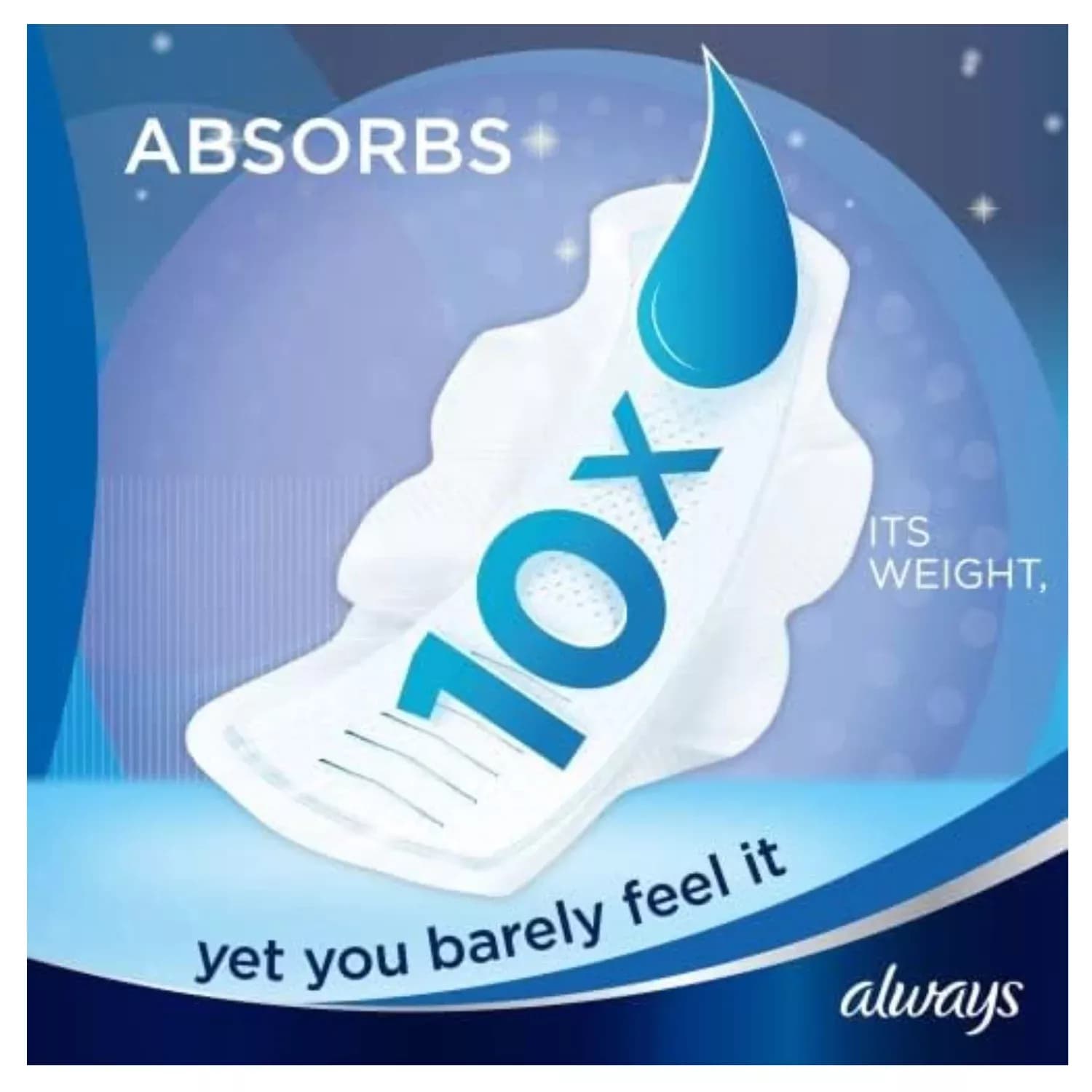 Always Infinity Night (Size 3) Sanitary Pads with Wings 10 per Pack