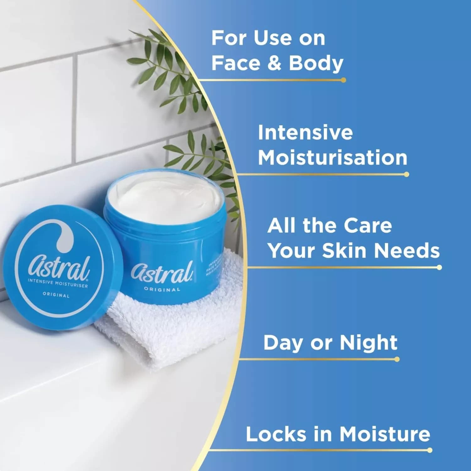 Astral Face & Body Intensive Moisturiser Cream 200ml - Pack of 3