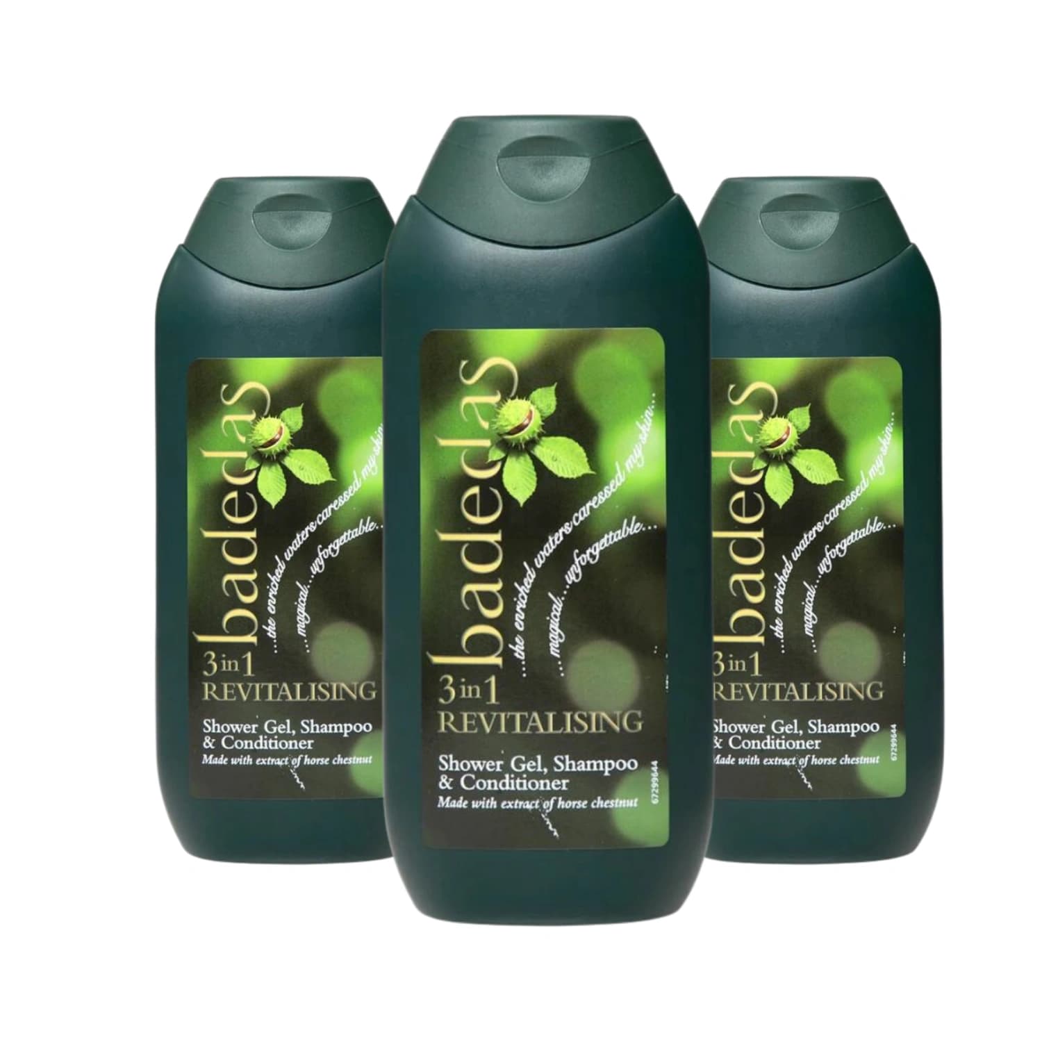 Badedas 3 in 1 Revitalising Shower Gel, Shampoo and Conditioner 200ml, Pack of 3