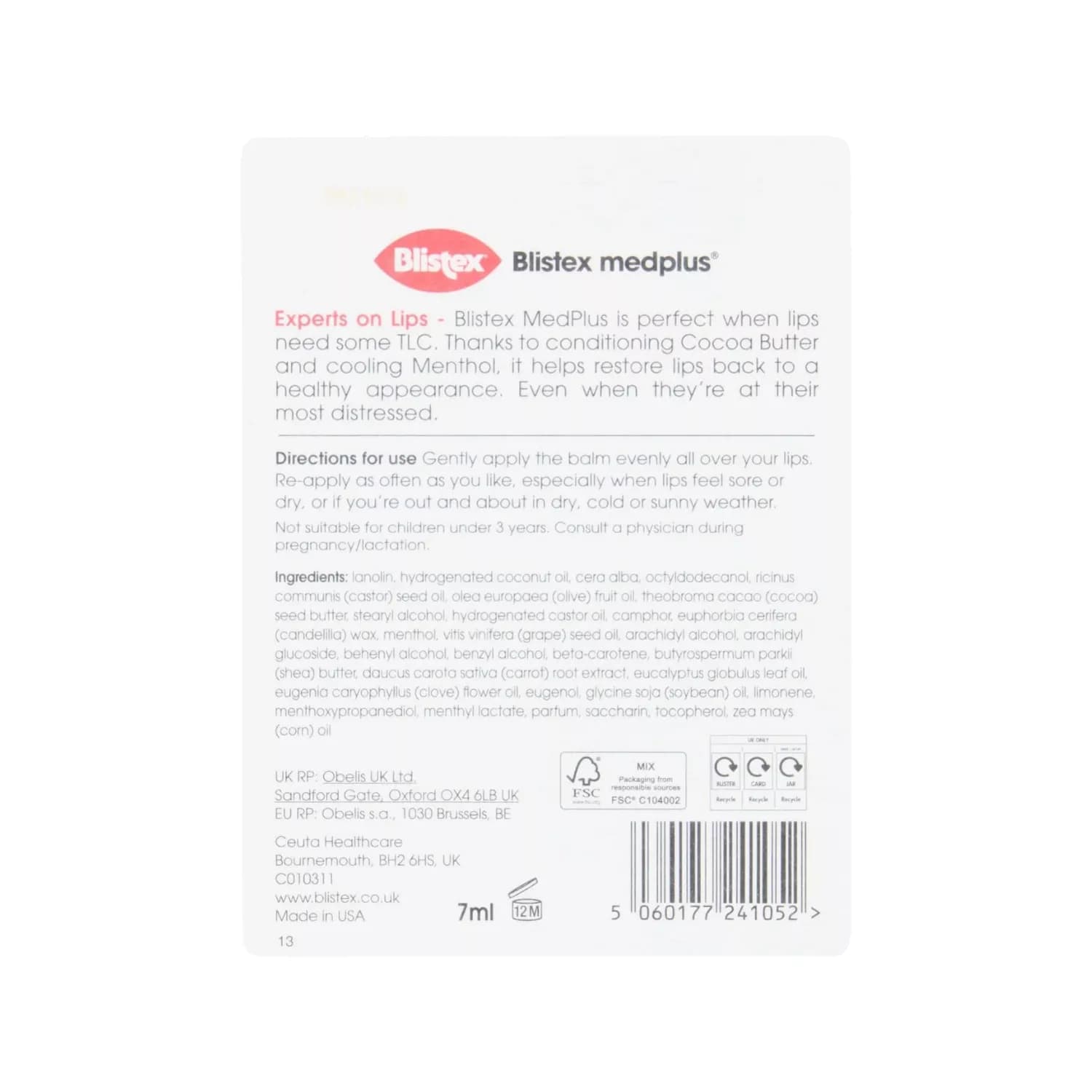 Blistex MedPlus Lip Balm SPF 15 Lip Repair 7ml - Pack 3