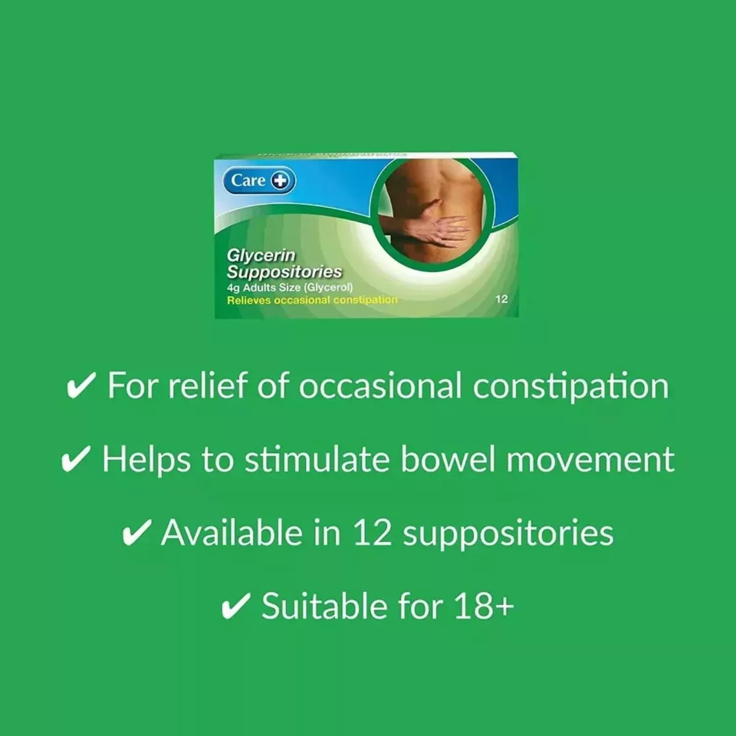 Care Glycerin Suppositories Adult Pack 12 - Pack of 3