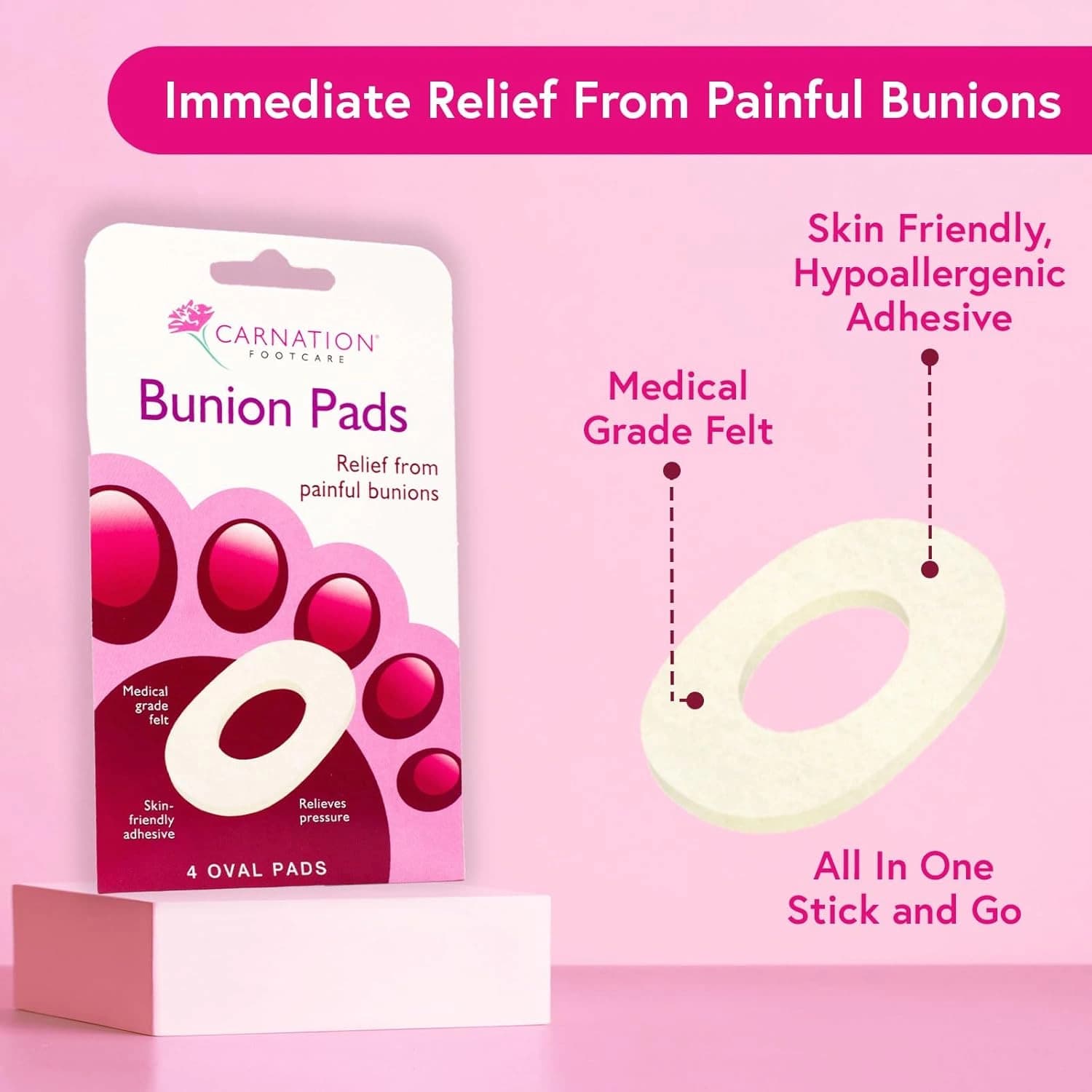 Carnation Bunion Pads Oval Pack of 4