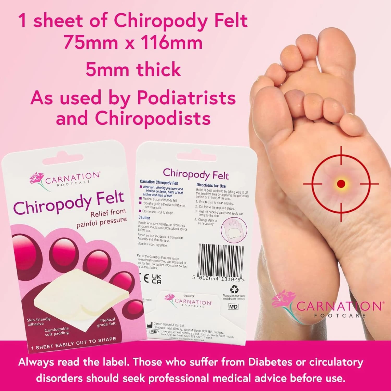 Carnation Chiropody Felt Sheet Easily Cut to Shape