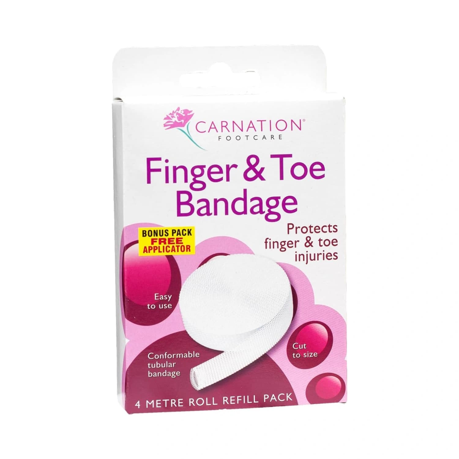 Carnation Finger Toe Bandage 4 meter - Pack of 3