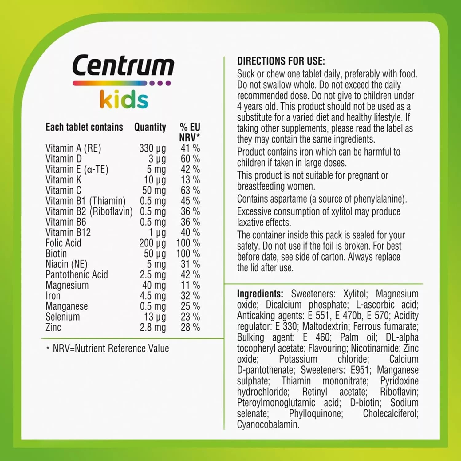 Centrum Kids Chewable Multivitamin Tablets, 30 Tablets