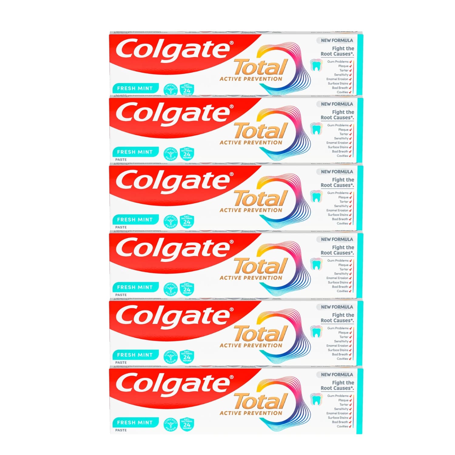 Colgate Total Active Prevention Fresh Mint Toothpaste 75ml - Pack of 6