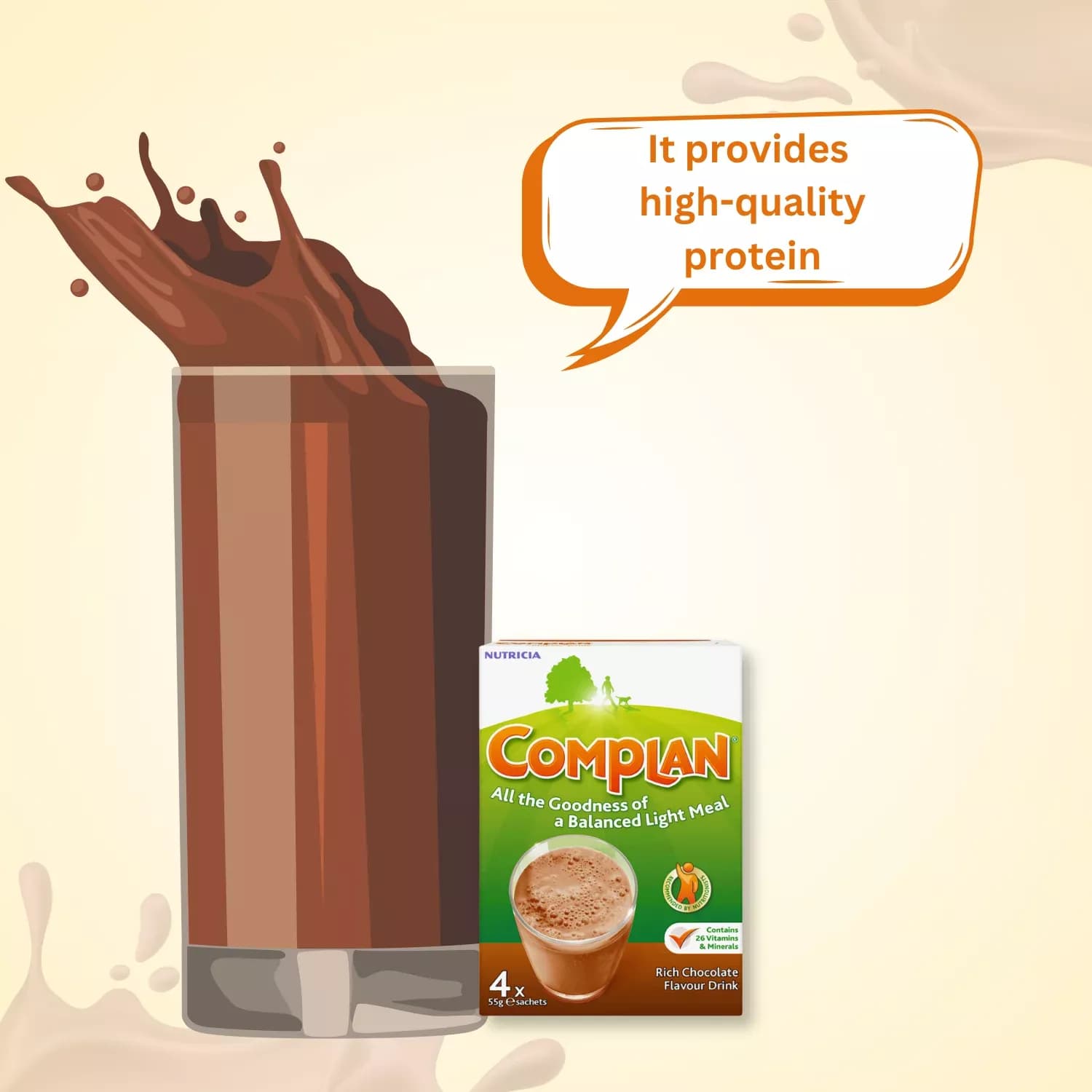 Complan Chocolate Flavour Sachets 55g Pack of 4