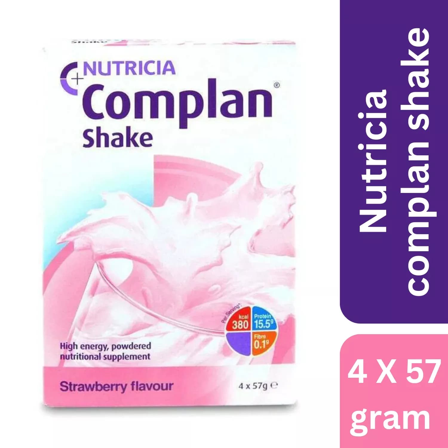 Complan Milkshake Powder Strawberry 4 x 57g - Pack of 3