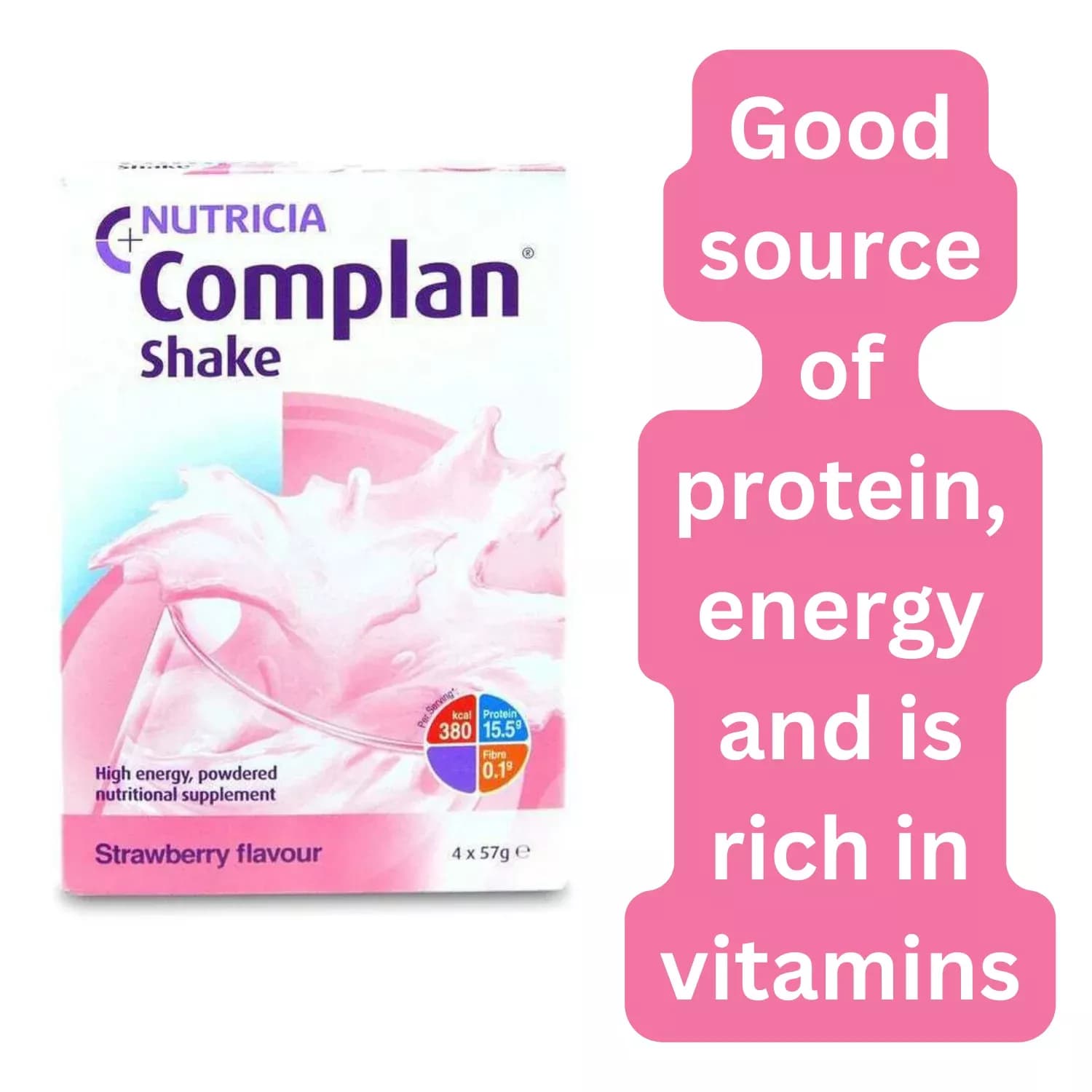 Complan Milkshake Powder Strawberry 4 x 57g - Pack of 3