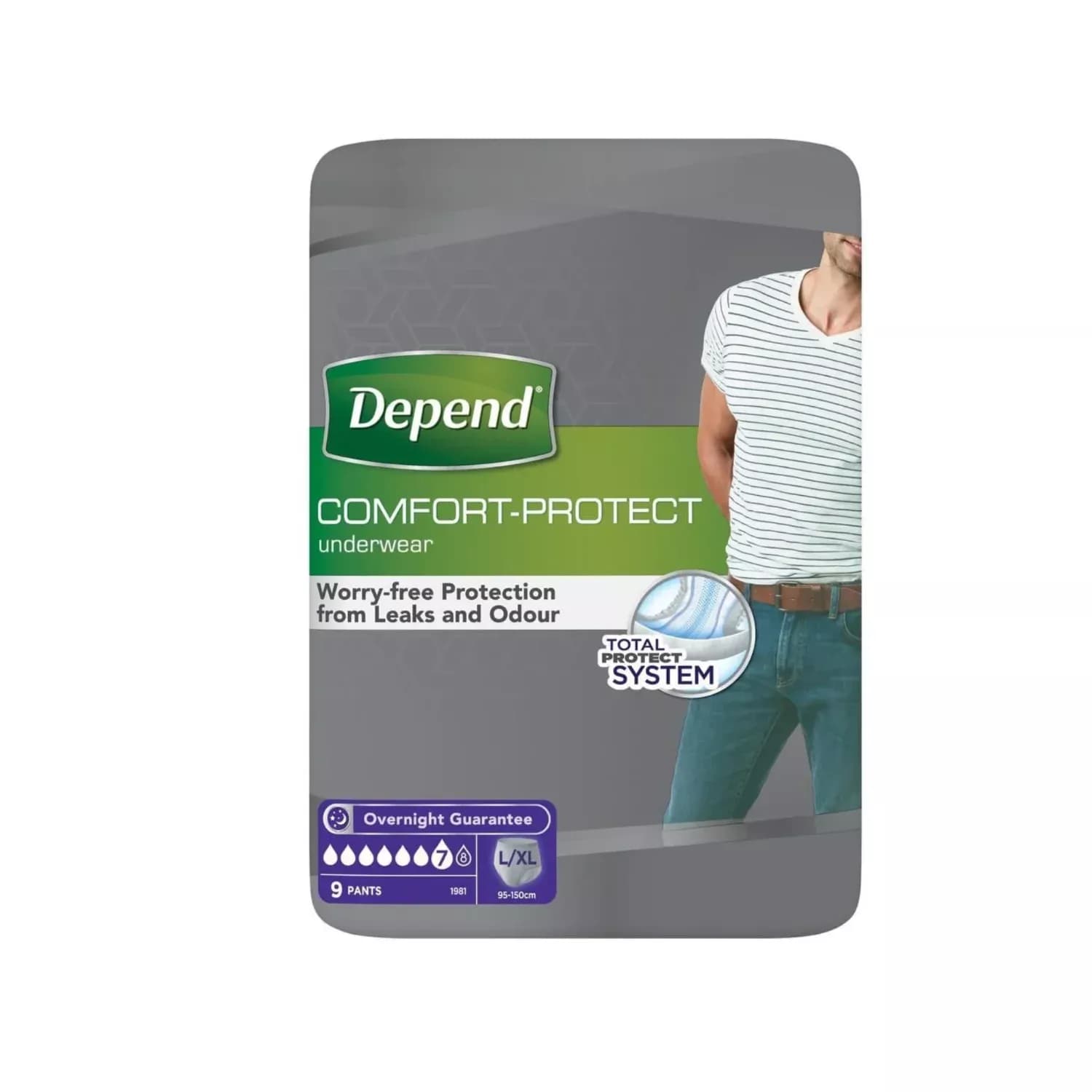 Depend Comfort Protect Underwear L/XL 9 Count
