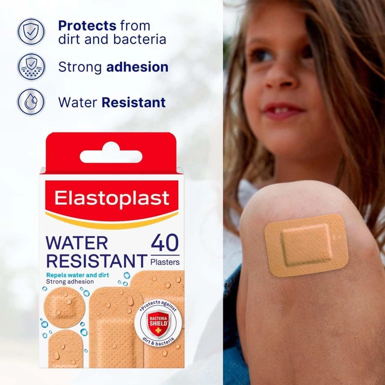 Elastoplast Water Resistant Strips, 40 Count