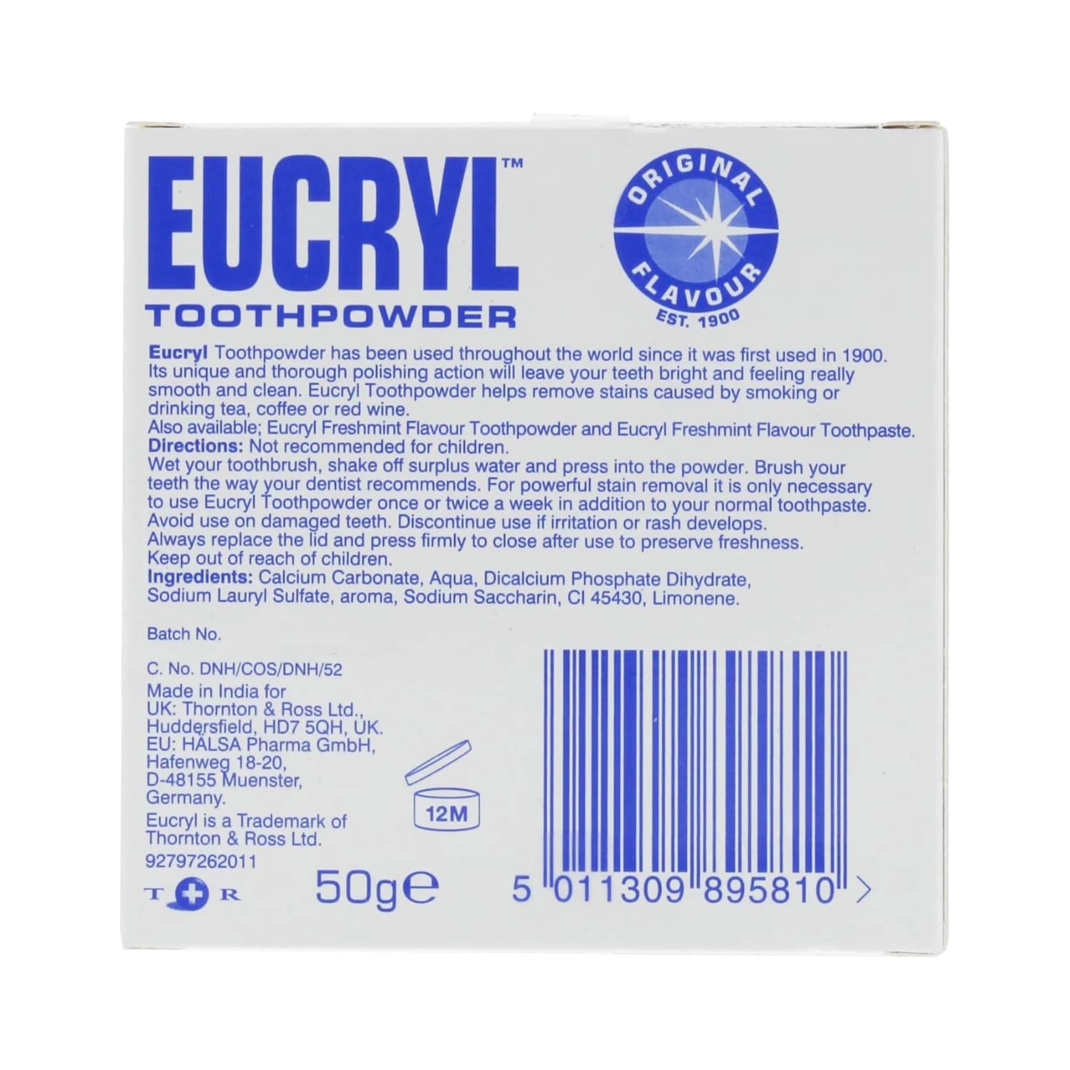 Eucryl Toothpowder Original 50g