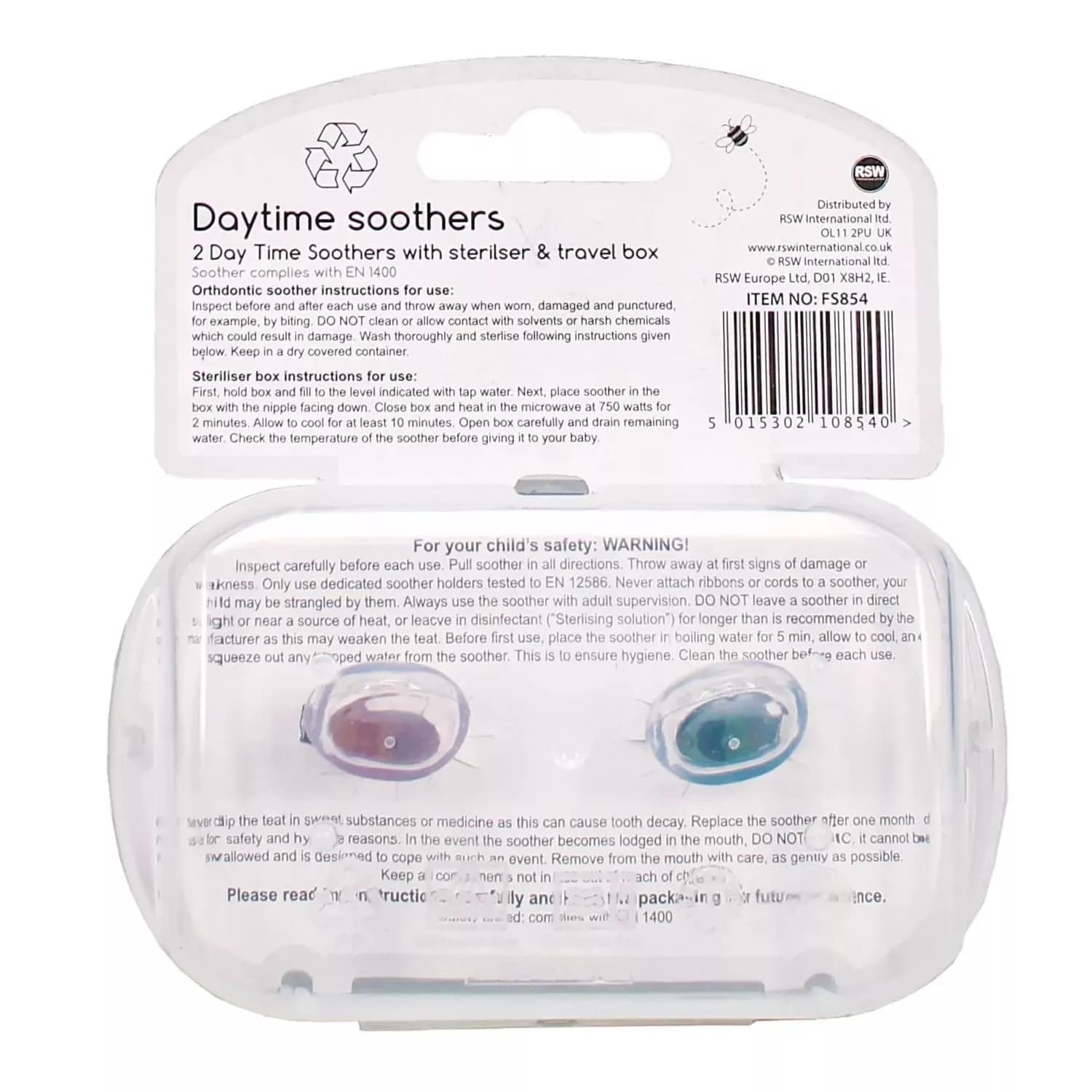 First Steps Daytime Soother Steriliser Box 2 Pack