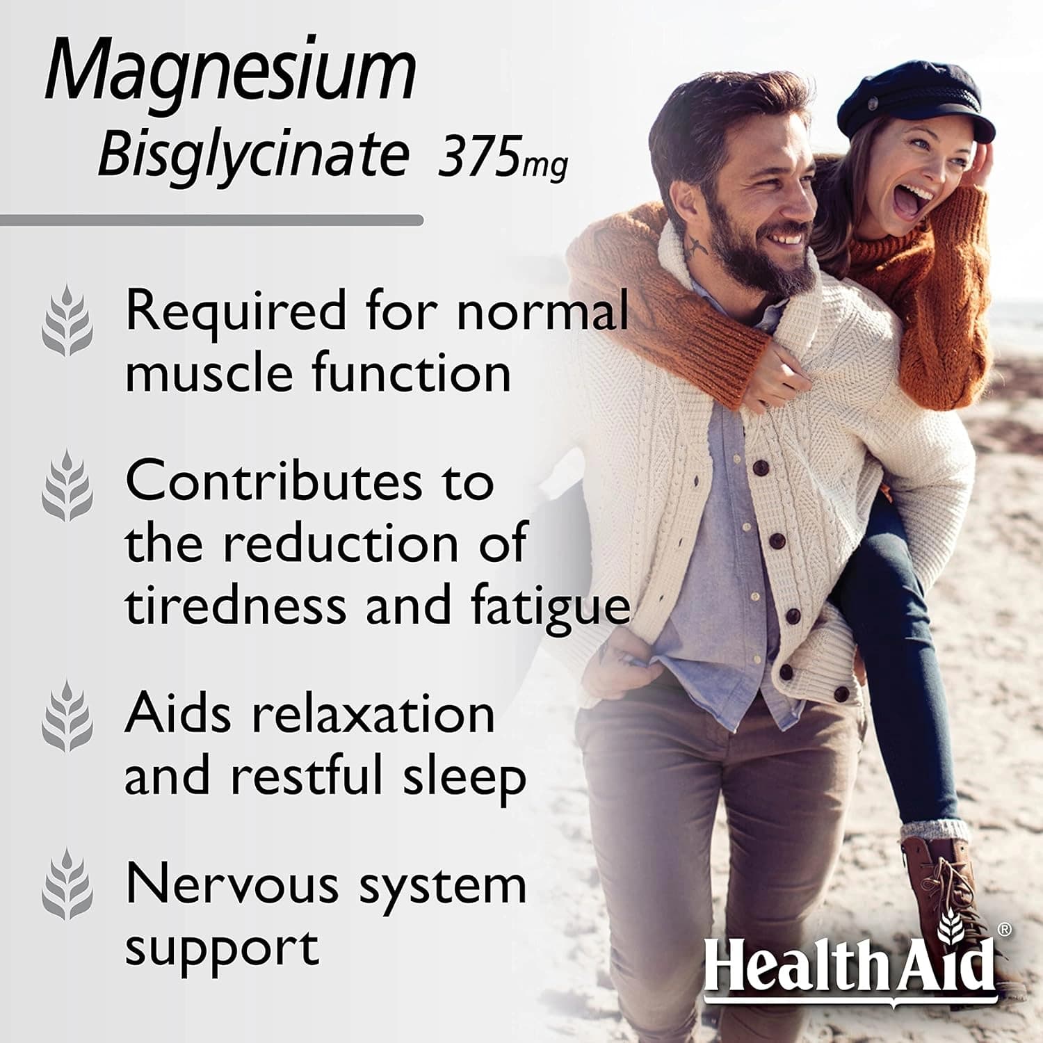 HealthAid Magnesium Bisglycinate Vegan Tablets 60 Count