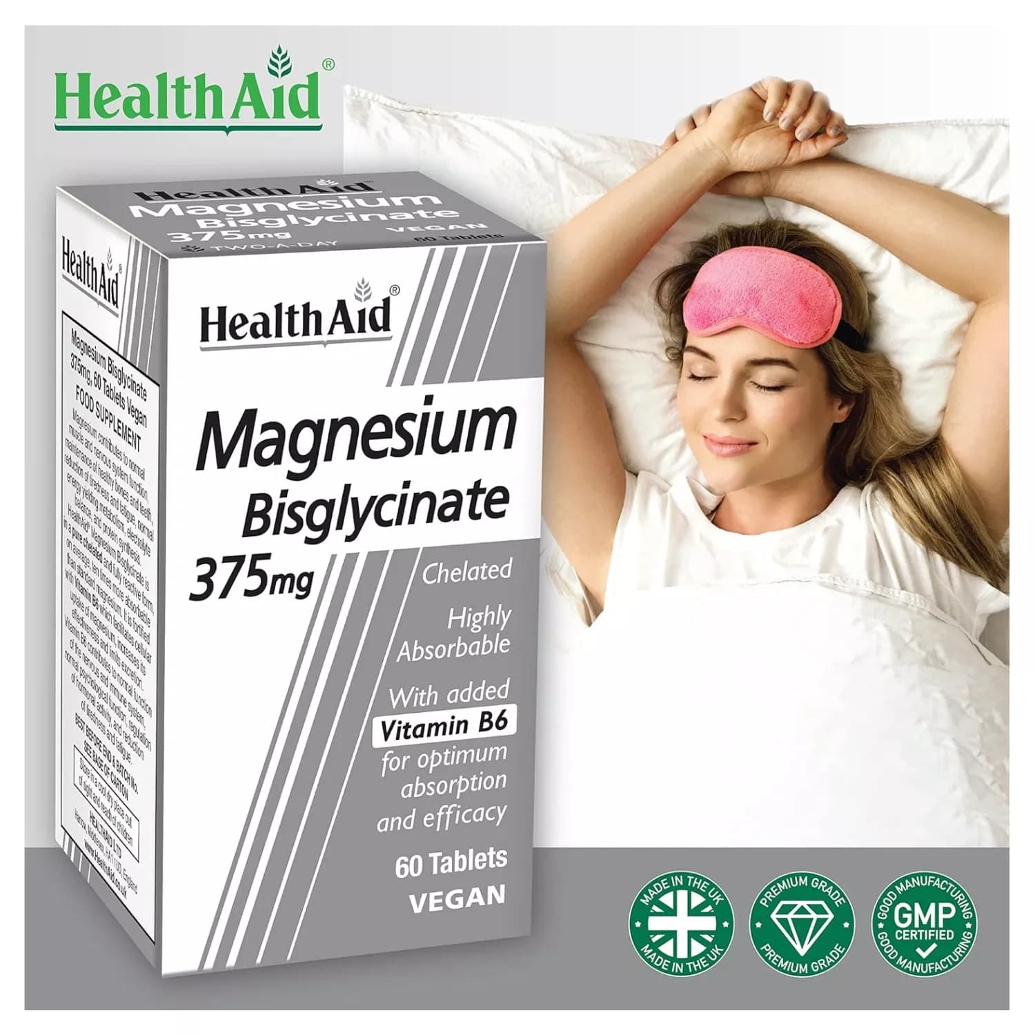 HealthAid Magnesium Bisglycinate Vegan Tablets 60 Count