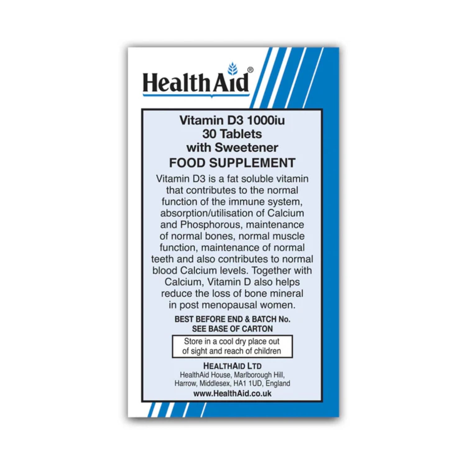 HealthAid Vitamin D3 1000iu 120 Tablets