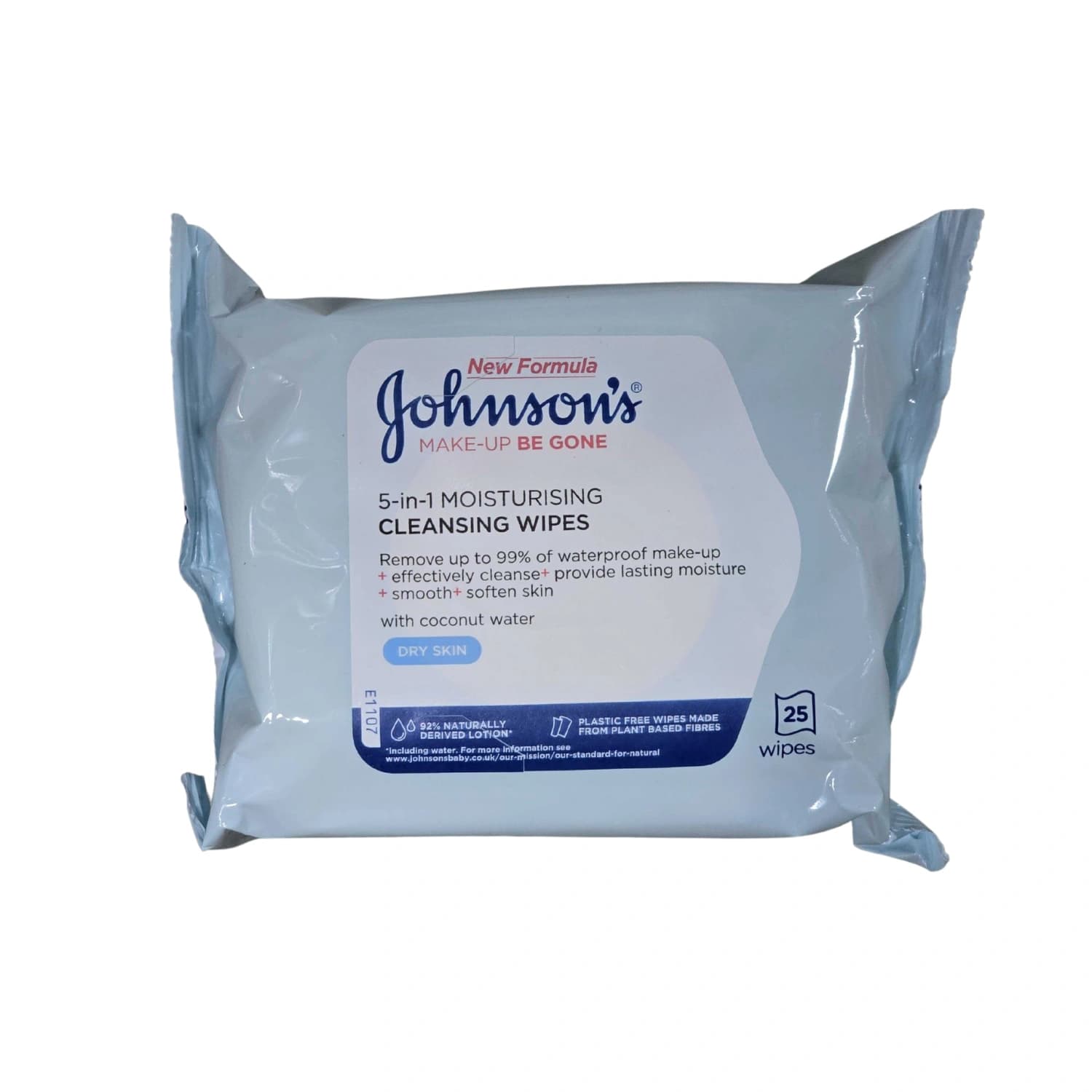 3x Johnson's Makeup Be Gone 5-in-1 Cleansing Wipes Dry Skin 25 Pack