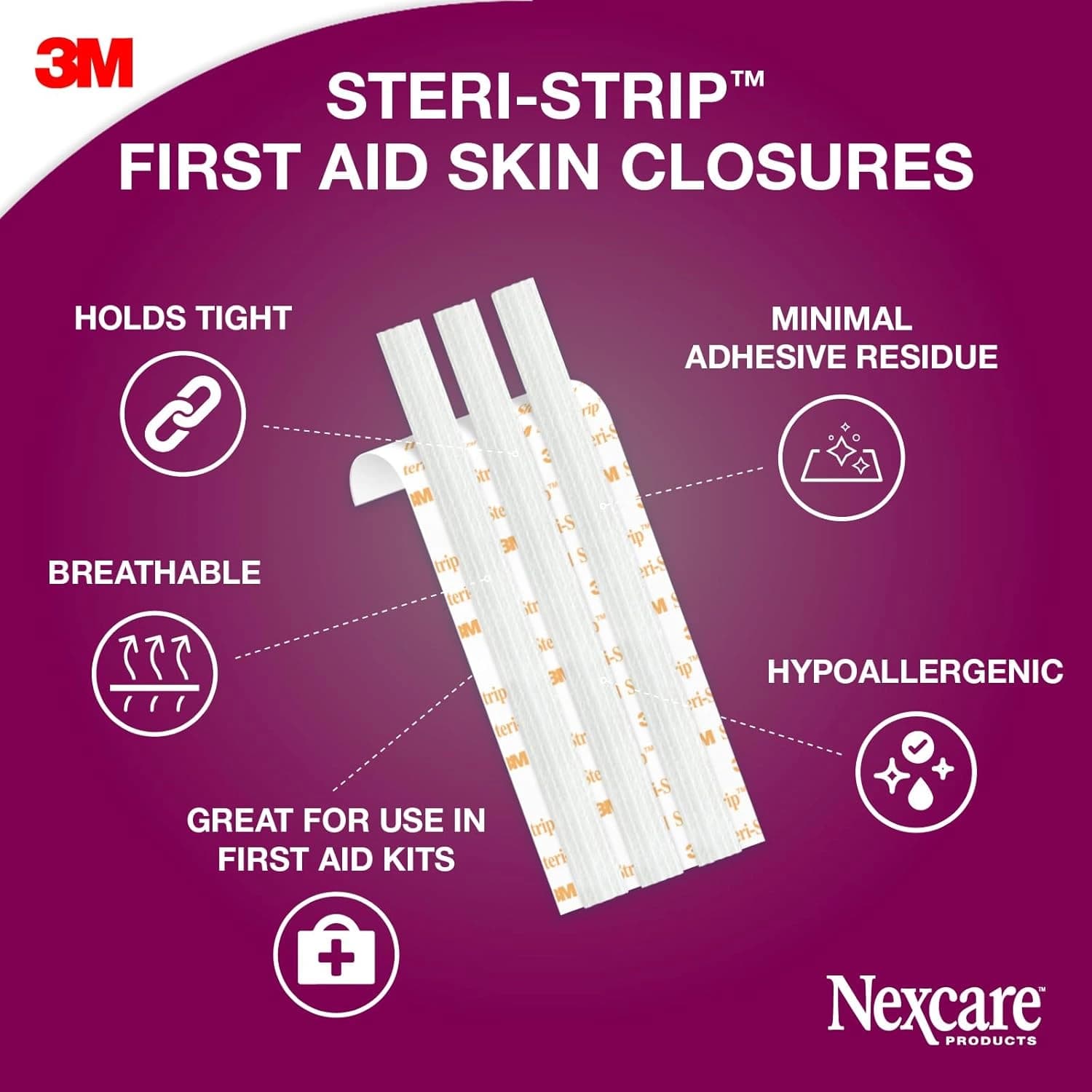 Nexcare Steri-Strip Skin Closures, Assorted Sizes, 8 Plasters
