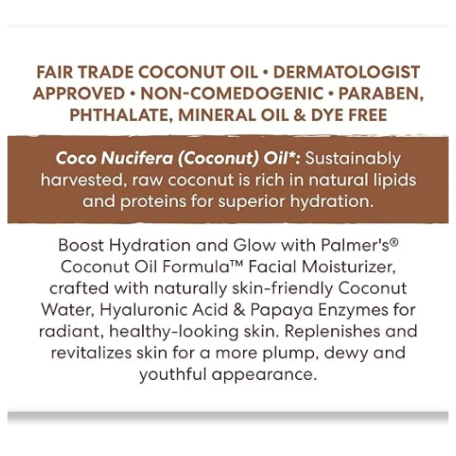 Palmers facial Moisturiser coconut Hydrate 50g