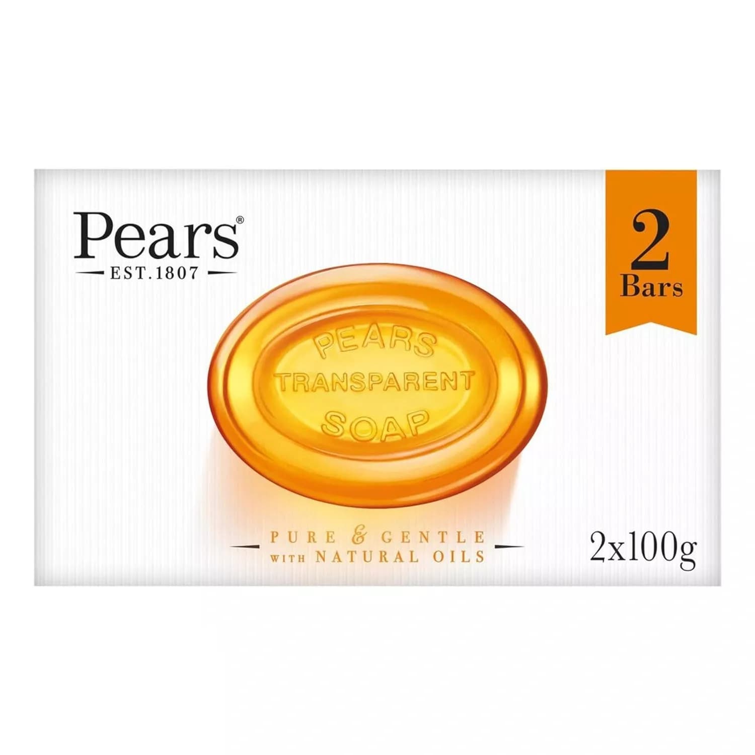 Pears Pure & Gentle Transparent Amber Soap with Natural Oils 2x100g